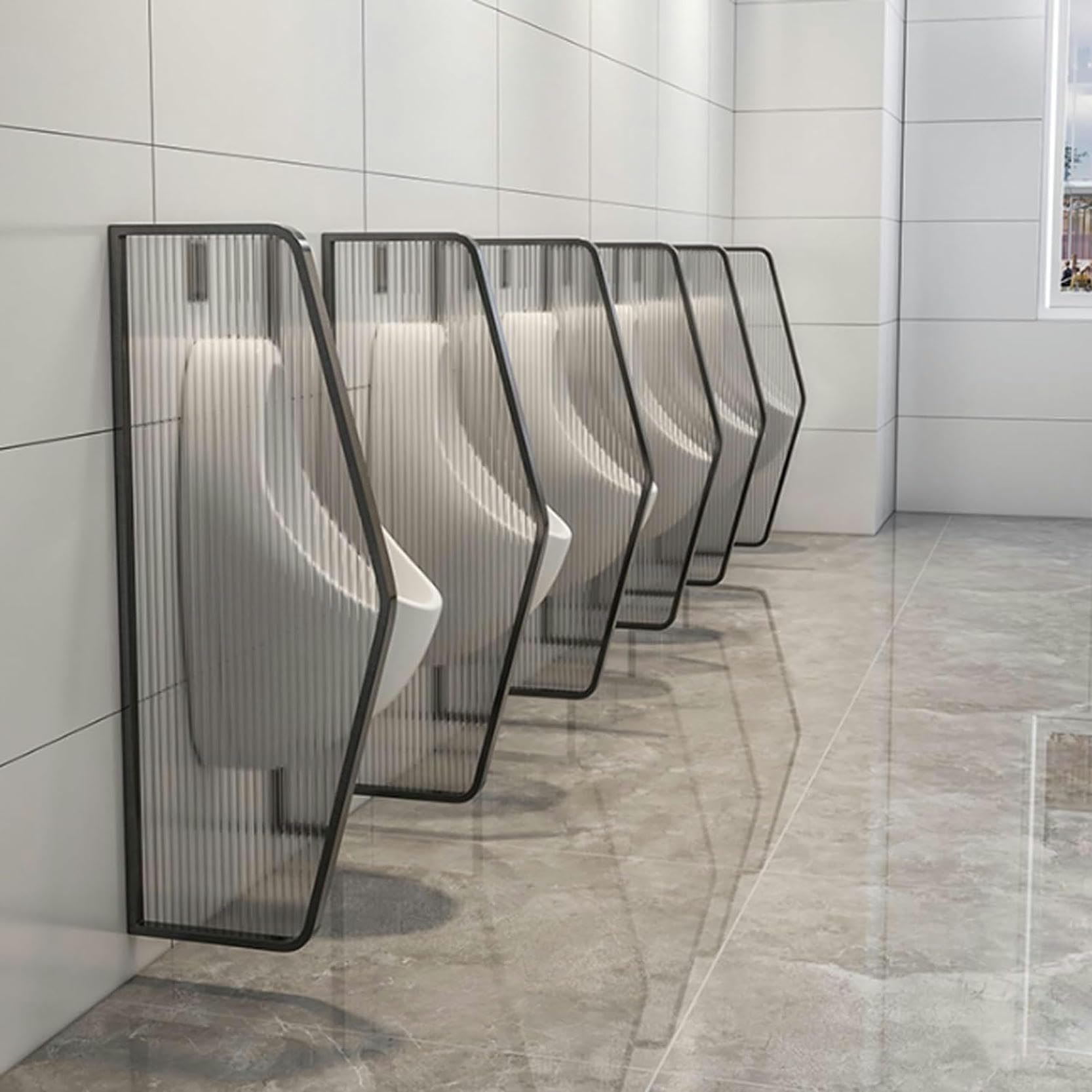 Divisor de pared para urinarios masculinos, con marco y fijaciones de acero inoxidable, ideal para bares, restaurantes y tiendas.