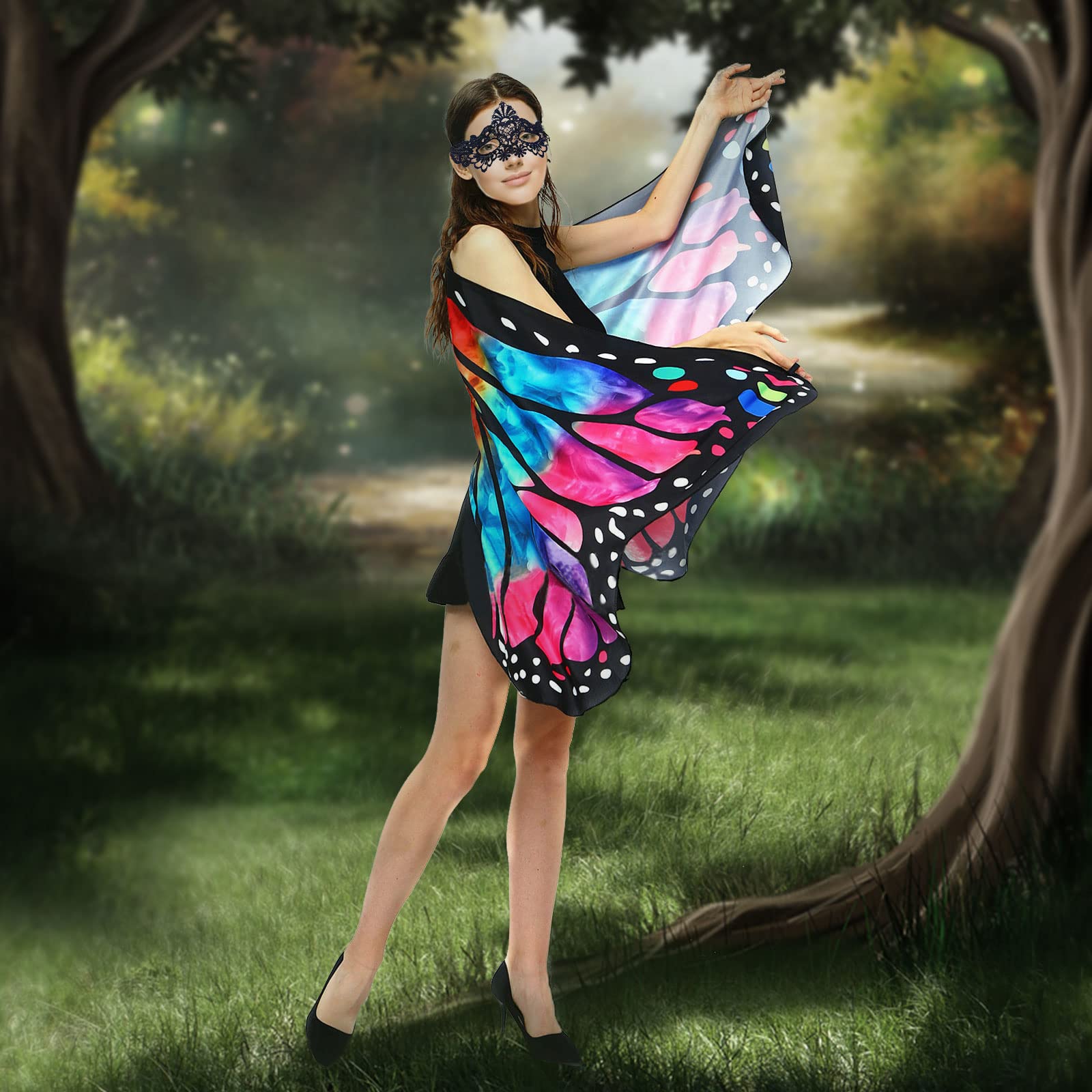 Geenber Vlinder Vleugels voor Vrouwen Fairy Dames Gewaden Capes Cosplay Kleding Nieuwigheid Vlinder Sjaals Kostuums Accessoire