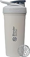 Vista 7 de BlenderBottle Strada Shaker Cup - Botella de agua aislada de acero inoxidable con batidor de alambre, 24 onzas, color blanco Insulated, Water