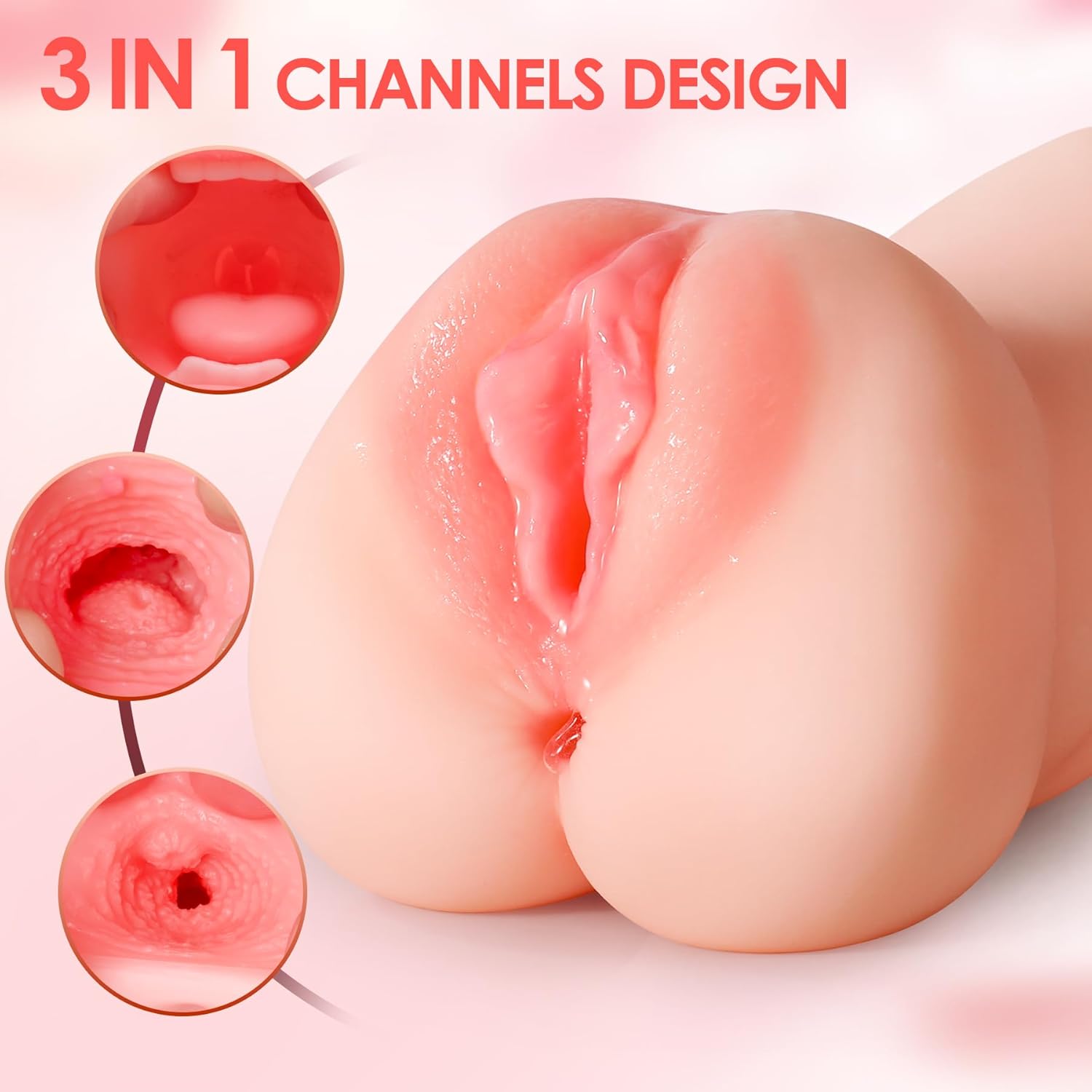 ZEMALIA 3 in 1 Pocket Pussy Male Masturbator Sex Toys for Men, 3D Textured Sex Doll with Sexy Mouth Realistic Vagina Tight Anus, Mens Stroker Adult Toy for Man Masturbation