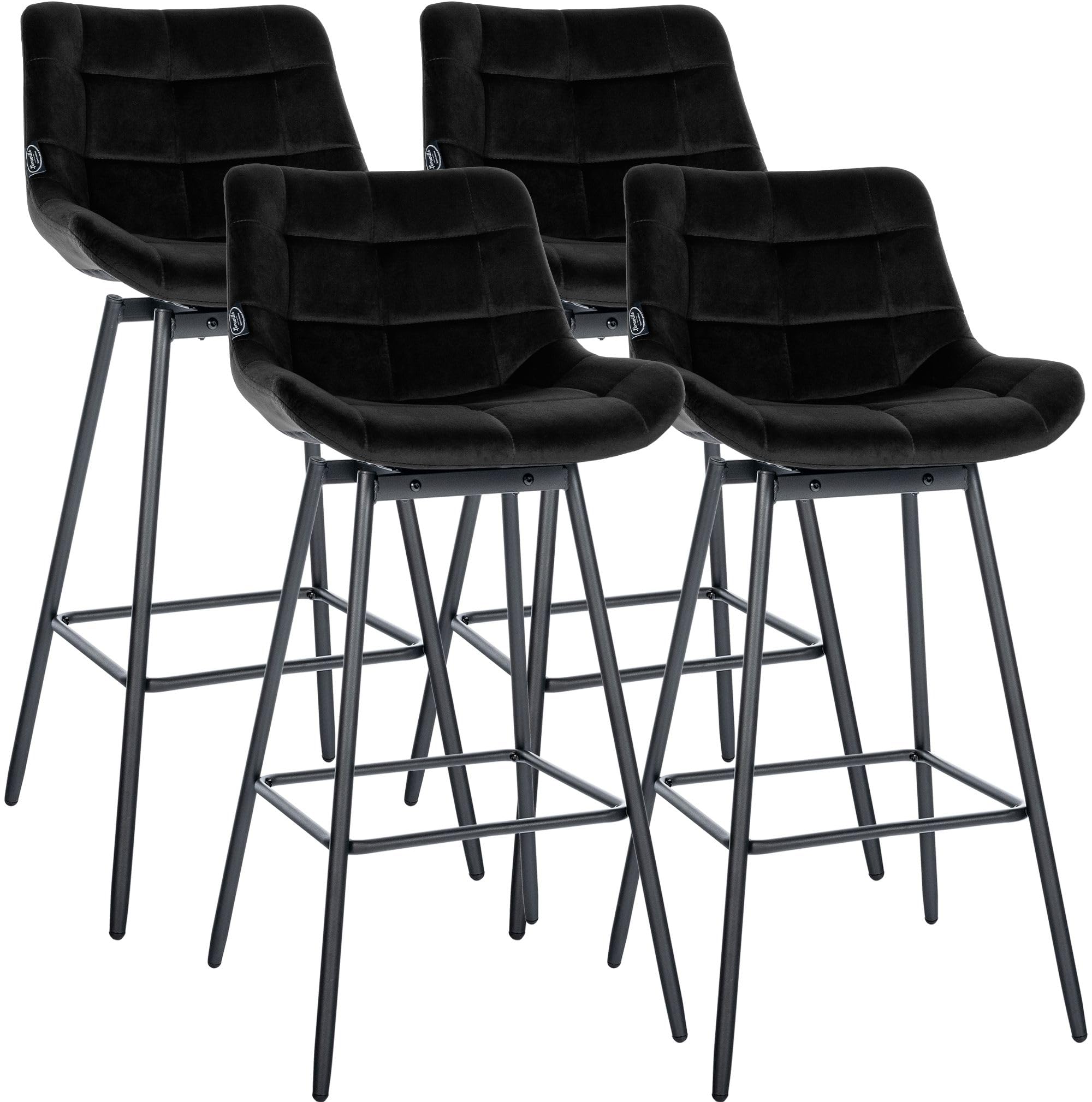 Chaire de bar velours noir Weston pour îlot de cuisine CLP