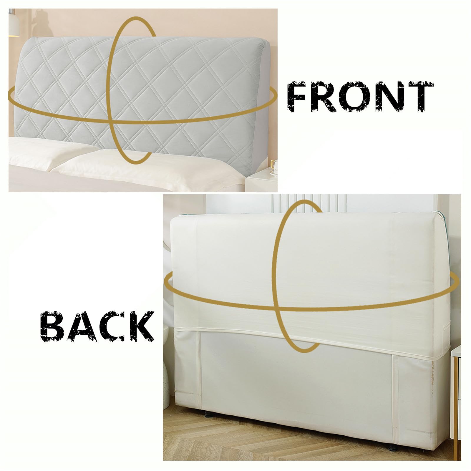 Juego de 2 fundas elásticas para cabecero de cama individual, King o doble, de tela de terciopelo, gruesa, lavable, a prueba de polvo (color caqui, 160 cm)