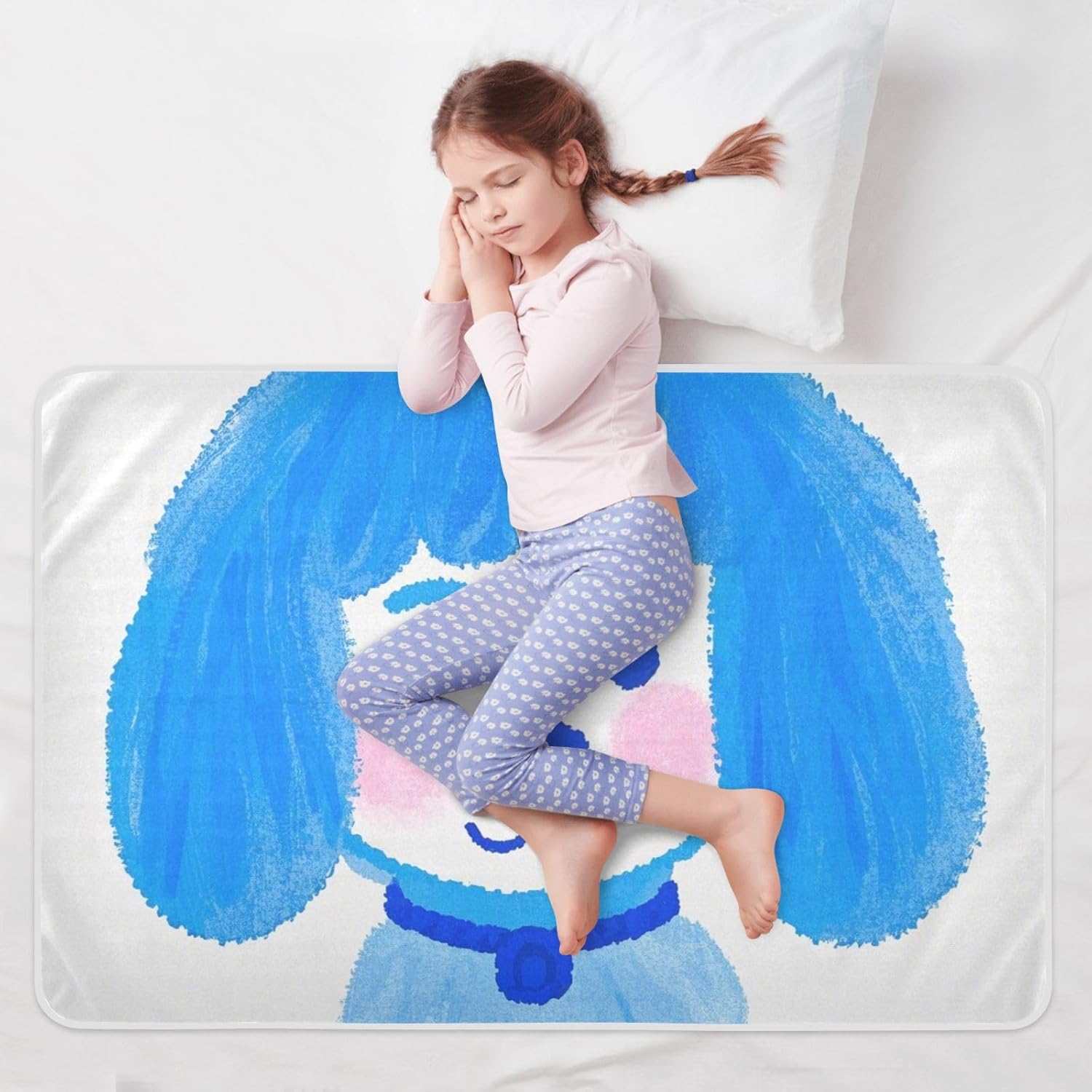 Cartoon Cute Blue Fur Dog Extra Large Resuable Changing Pad Covers Highly Absorbent Sheet Cover Underpads Machine Washable Toddler Bedding Products for Baby Toddler Children, 52" L x 34" W