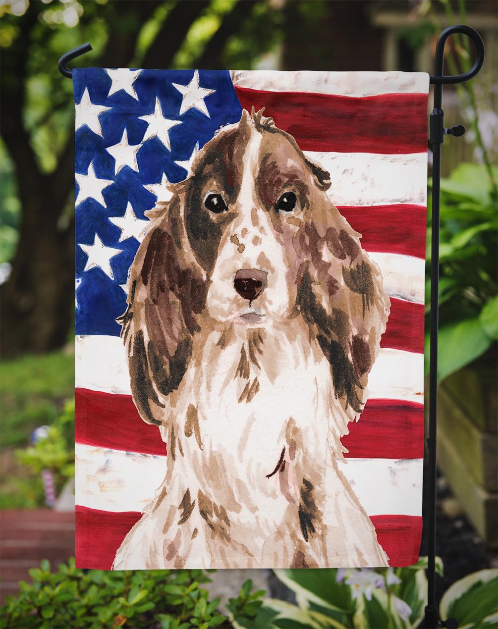 Caroline's Treasures BB9377GF Brown Parti Patriotic Flag Garden Size , Small, multicolor