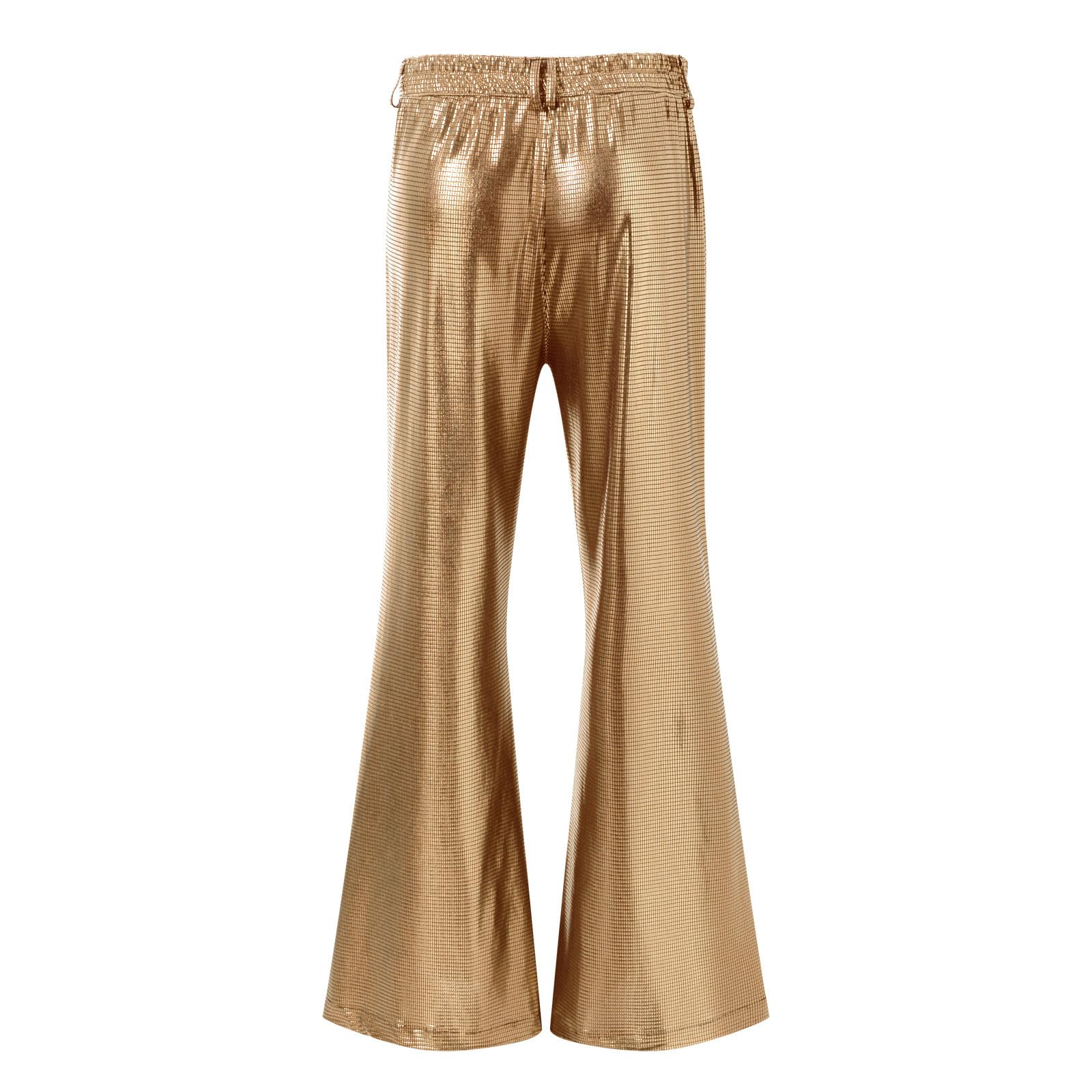 Schlaghose Herren 70Er Jahre Outfit Glitzer Hippie Disco Kostüm Ausgestellte Hose Jazzhose Festliche Tanzhose Nachtclubhose Paillettenhose Eisseide Anzughose Retro Pants
