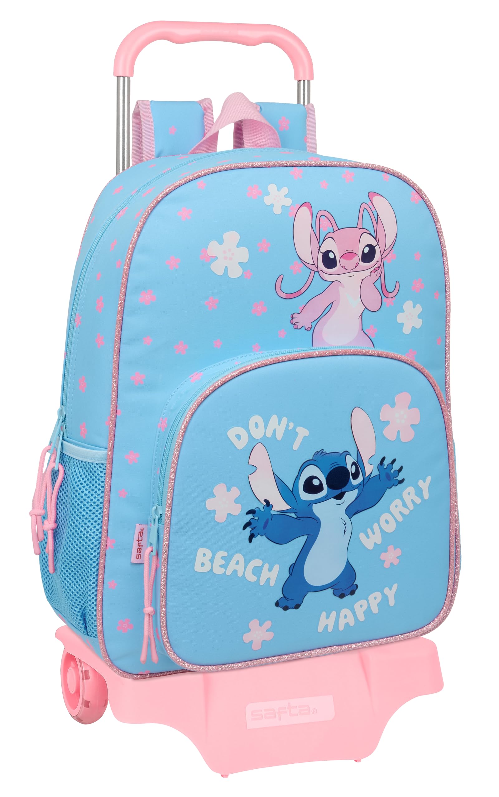 Safta STITCH HAPPY - Mochila Escolar con Carro 905, Ideal para Niños de Diferentes Edades, Cómoda y Versátil, Calidad y Resistencia, 33x14x42 cm