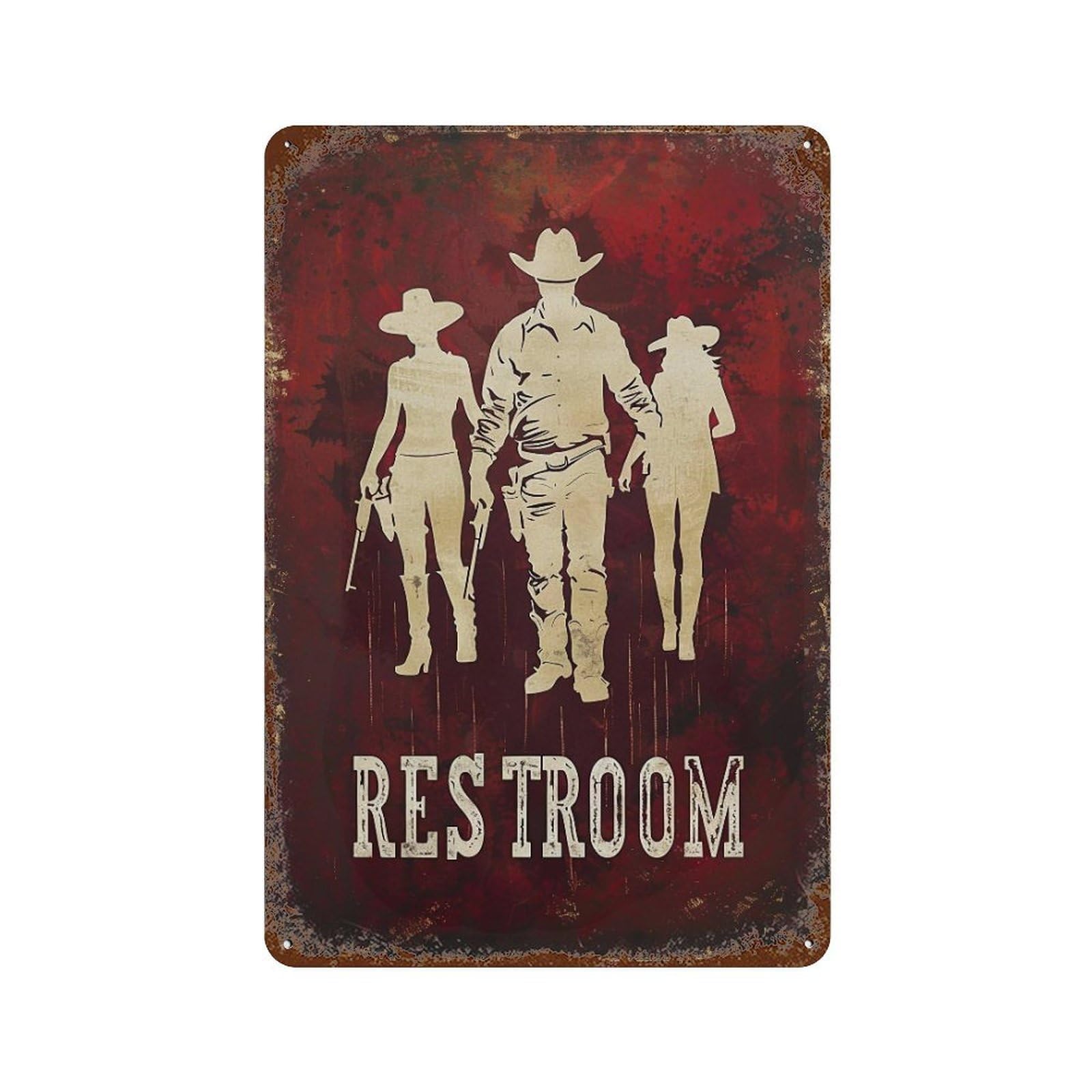 FHUYEURHRY Western Cowboy Restroom 03 Wall Decor Retro Iron Vintage Art Metal Tin Sign Poster Modern Home Cofffee Club Art Bar Shop Decorations Style 30x20cm