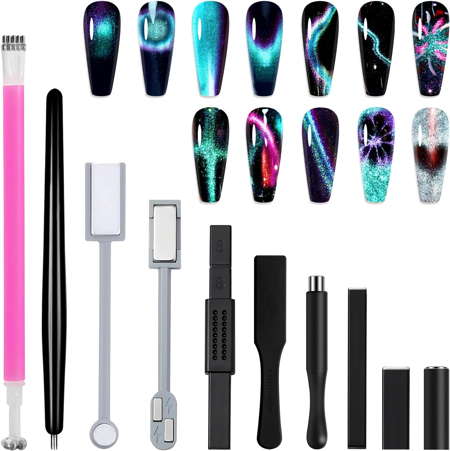 EBANKU Nail Tool, 5 in 1 Cat Eye for Nails MultiFunction Double