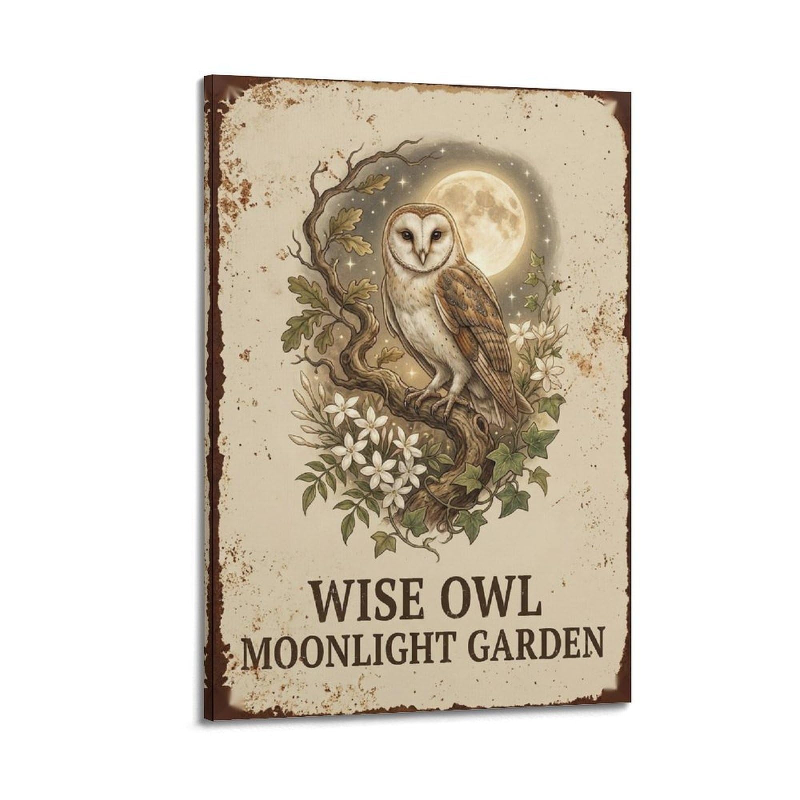 OKAHYS Retro Garden Botanical Poster Wise Moonlight Coastal Modern Decorative Canvas Prints - Ideal Wall Art for Family, Man Cave, Game Room, Boys & Girls Bedroom 20x30inch