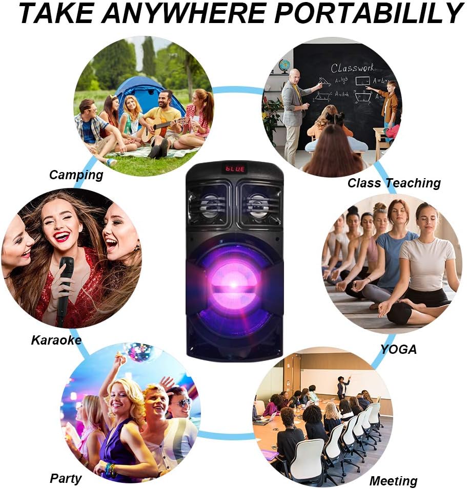 Onе-Dау Sаlе: Uр tо 80% оƒƒ Bluetooth Speaker, 400W Portable Wireless Speaker with Lights, 6.5” Subwoofer Heavy Bass,12000mAh Battery, FM Radio, MP3 Player, Microphone, Rich Stereo Loud Speaker for Home Outdoor Party Camping