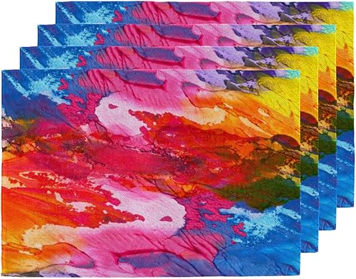 Juego de 4 manteles individuales de decoración abstracta, lavables, impermeables, para fiestas, hogar, comedor, 18 x 12 pulgadas