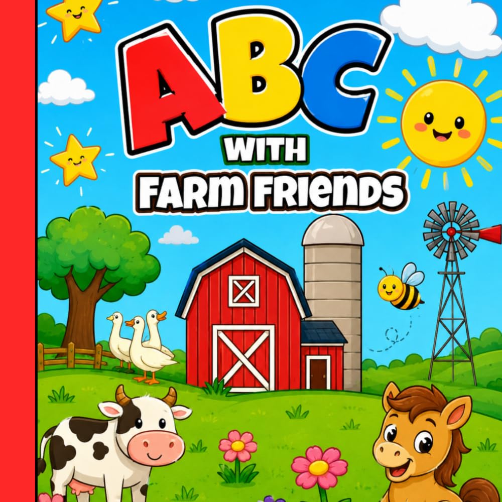 ABC with Farm Friends: A Fun Farm Animal Alphabet Coloring Book for Kids Ages 3–8