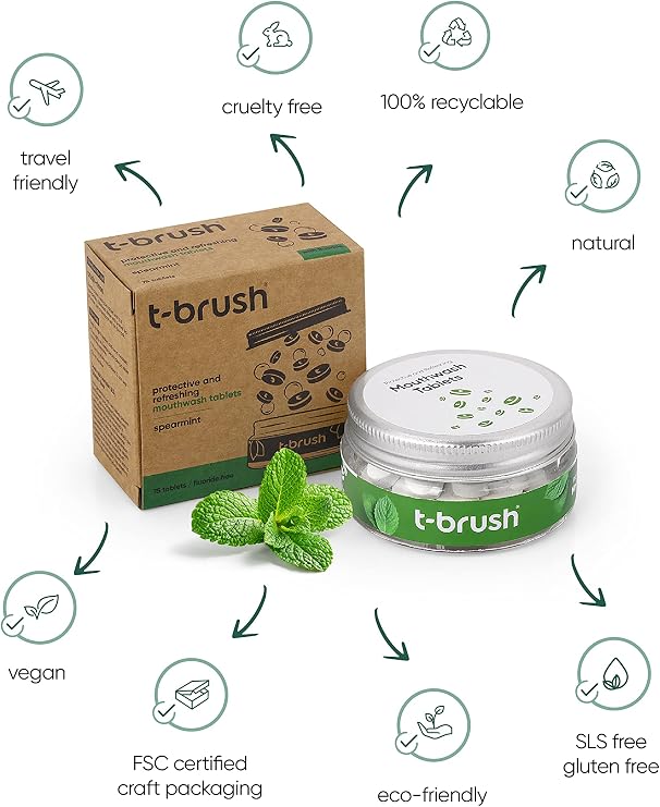 Koruyucu ve Ferahlatıcı Ağız Çalkalama Tableti - Florürsüz- Alkolsüz - Vegan - 75 tablet (Nane Florür)