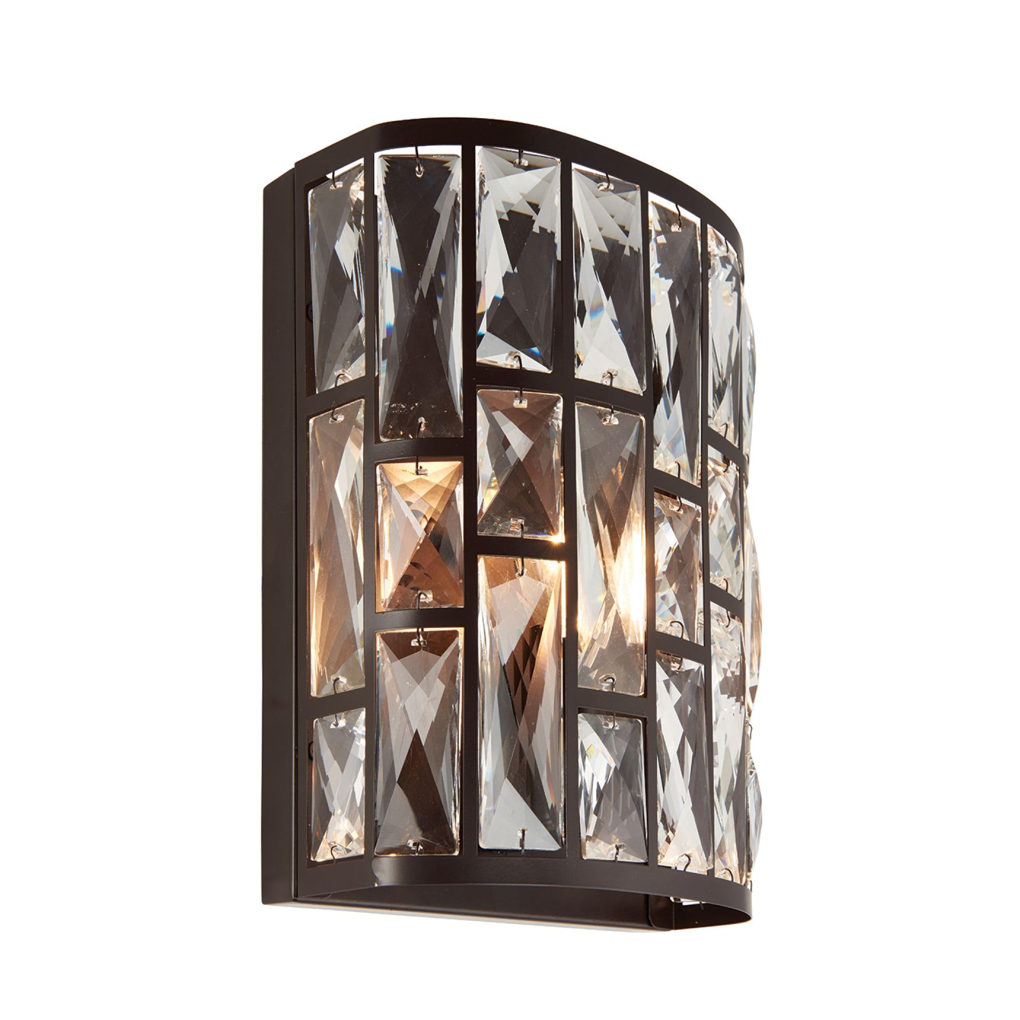 Endon 69392 Demi Lune Wall Mounted Light Dark Bronze Clear Crystal