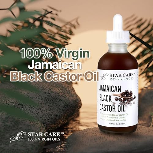 Star Care 100% aceite de ricino negro virgen jamaicano 4 onzas4.1fl oz (árbol de té)