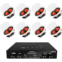 STUDIOFINIX 6.5 Inch Bluetooth 5.4 Ceiling Speakers with 4-Zone 8-Channel Amplifier,Independent Zone Volume Control for Home Theater, Studio,Multi-Room Audio System8 Speakers