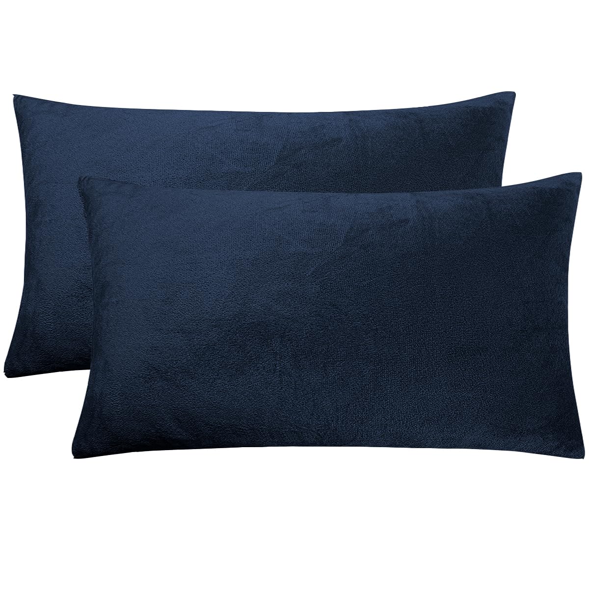 Soifox 2er Set Kissenbezug 40x60cm - Marineblau Samt Zierkissenbezüge Weich Flauschig Kuschelig Kissenbezüge Deko Kissen Sofakissen Lendenkissen Wurfkissenbezug Schlafzimmer Kissenhülle