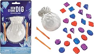 Multicolor Gem Stone Dig Toy (Includes: 1 Mold, 3 Gems To Dig, 2 tools) - 1 Set - Fun Design, Perfect Gift For Kids & Treasure Hunters