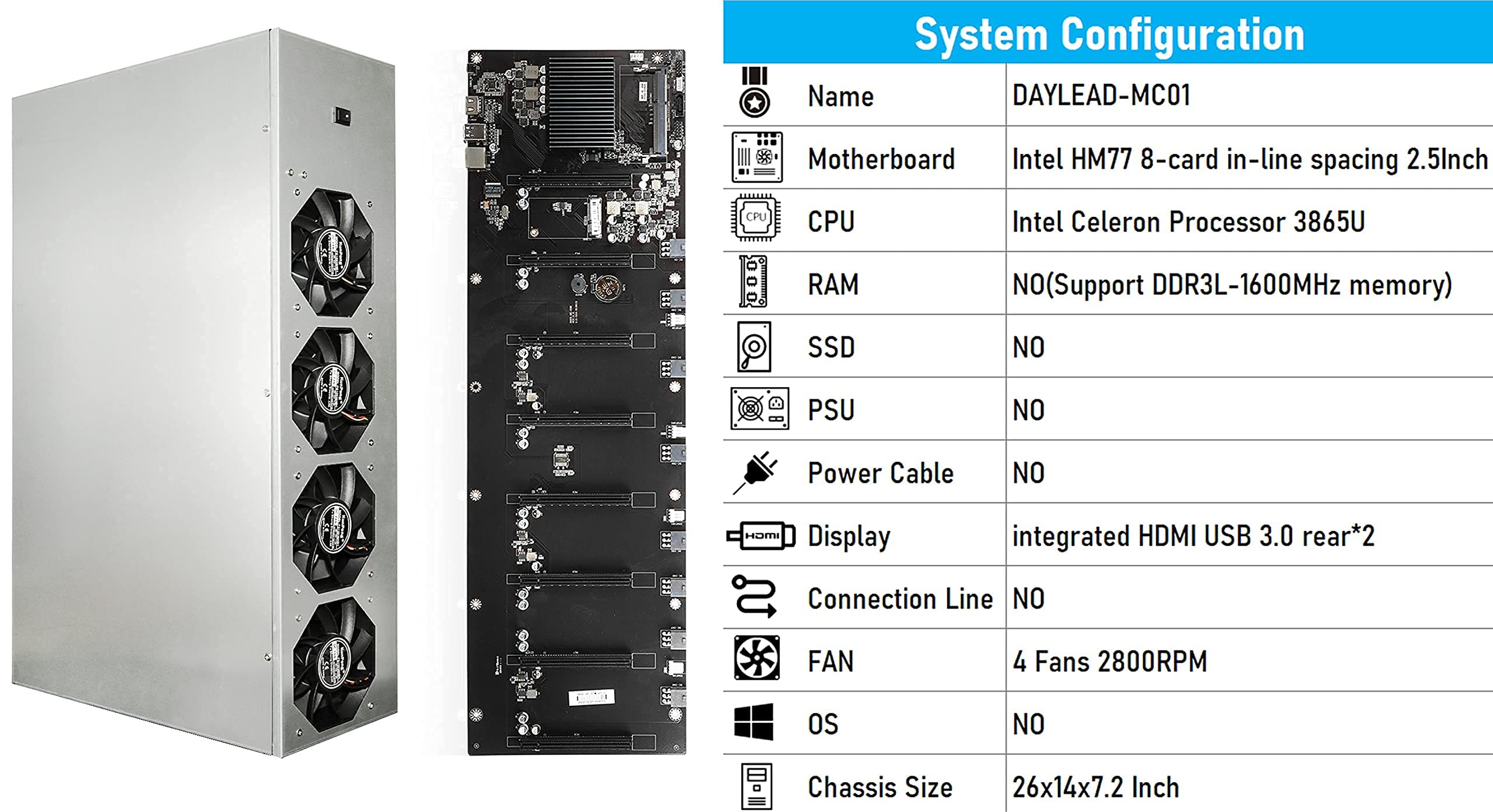 新品 8GPU用マイニングリグ 両面12cmファン8点 速度調節できる 長尾製作所 -8GPUマイニングフレーム-