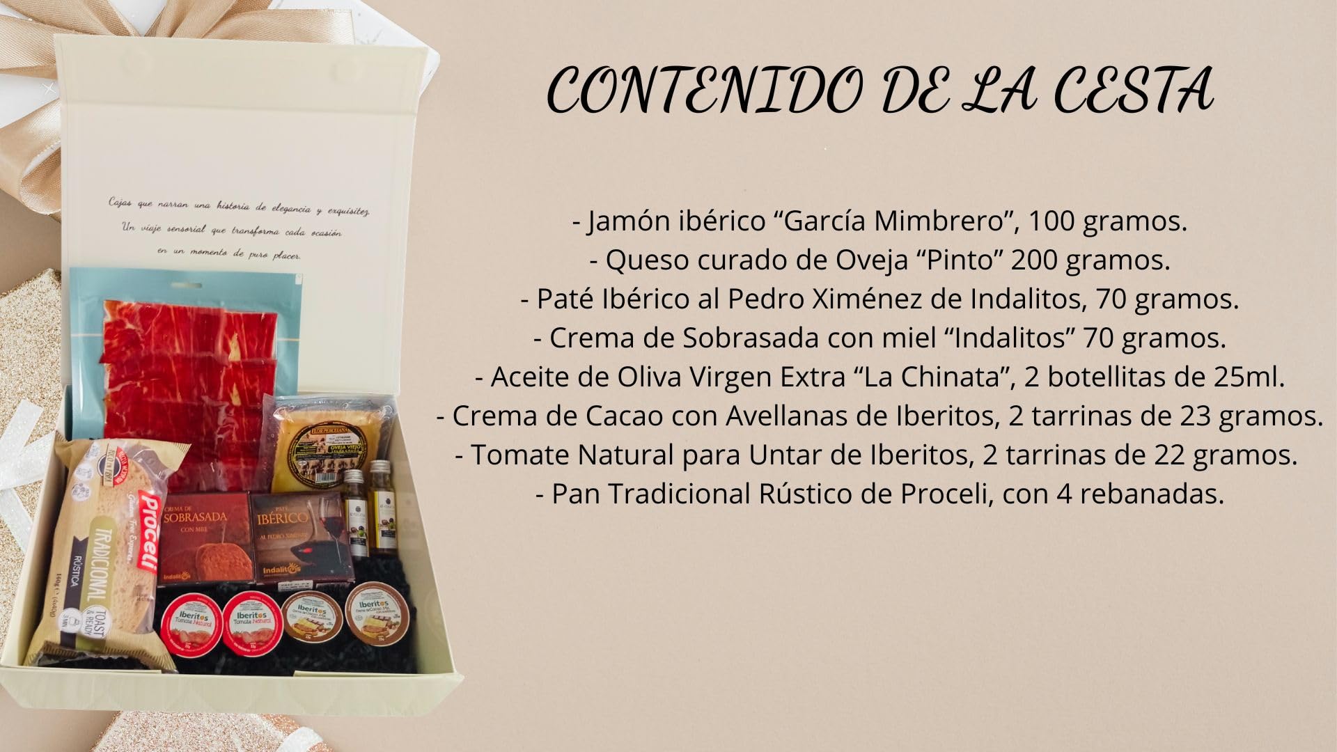 DON GOURMET, Desayuno a domicilio sorpresa, Caja sorpresa, Jamón ibérico, Queso curado, Pack de pates, Crema de cacao, Pan Rústico para Tostadas, Cesta Regalo. Regalo Día del Padre.