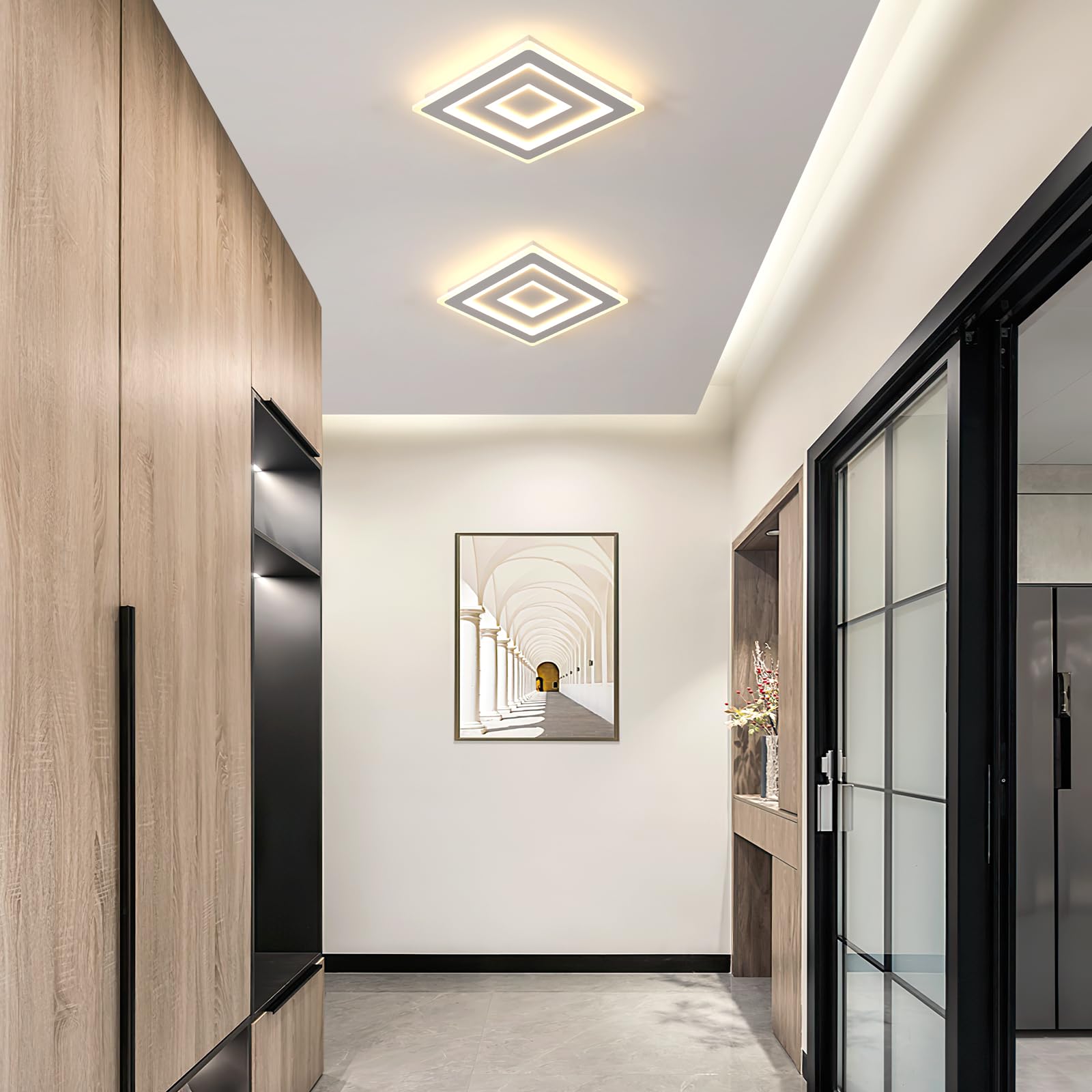 Comely LED Deckenleuchte 52W Quadrat 40cm, Warmweiß 3000K, Moderne Deckenlampe für Wohnzimmer, Schlafzimmer, Flur, Küche, Acryl LED Deckenbeleuchtung Innen, Flache Lampe Weiß