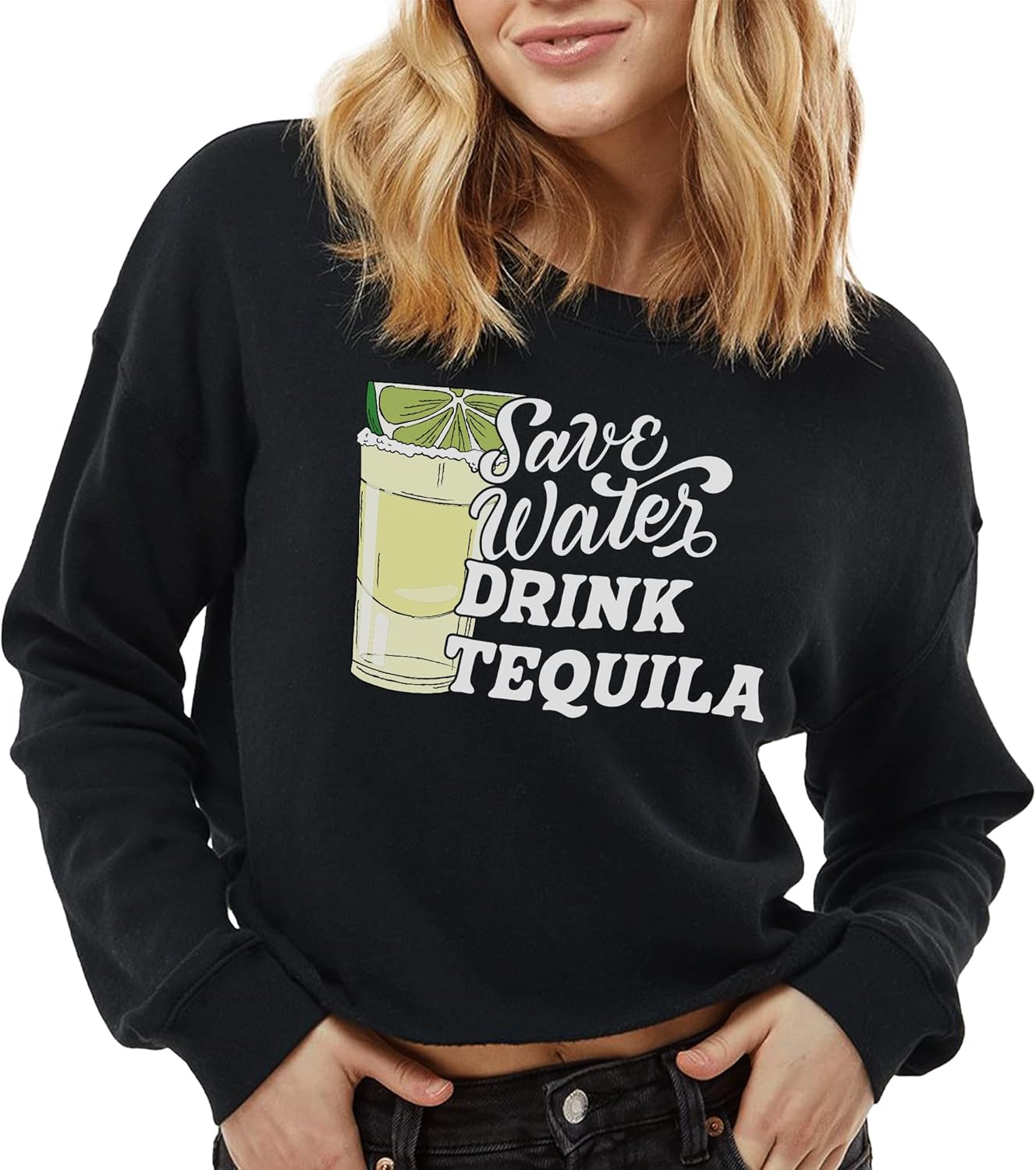 TEEAMORE Custom Women's Lightweight Crop Crewneck Sweatshirt Stylish & Cozy Fit 2-Side - Image 6