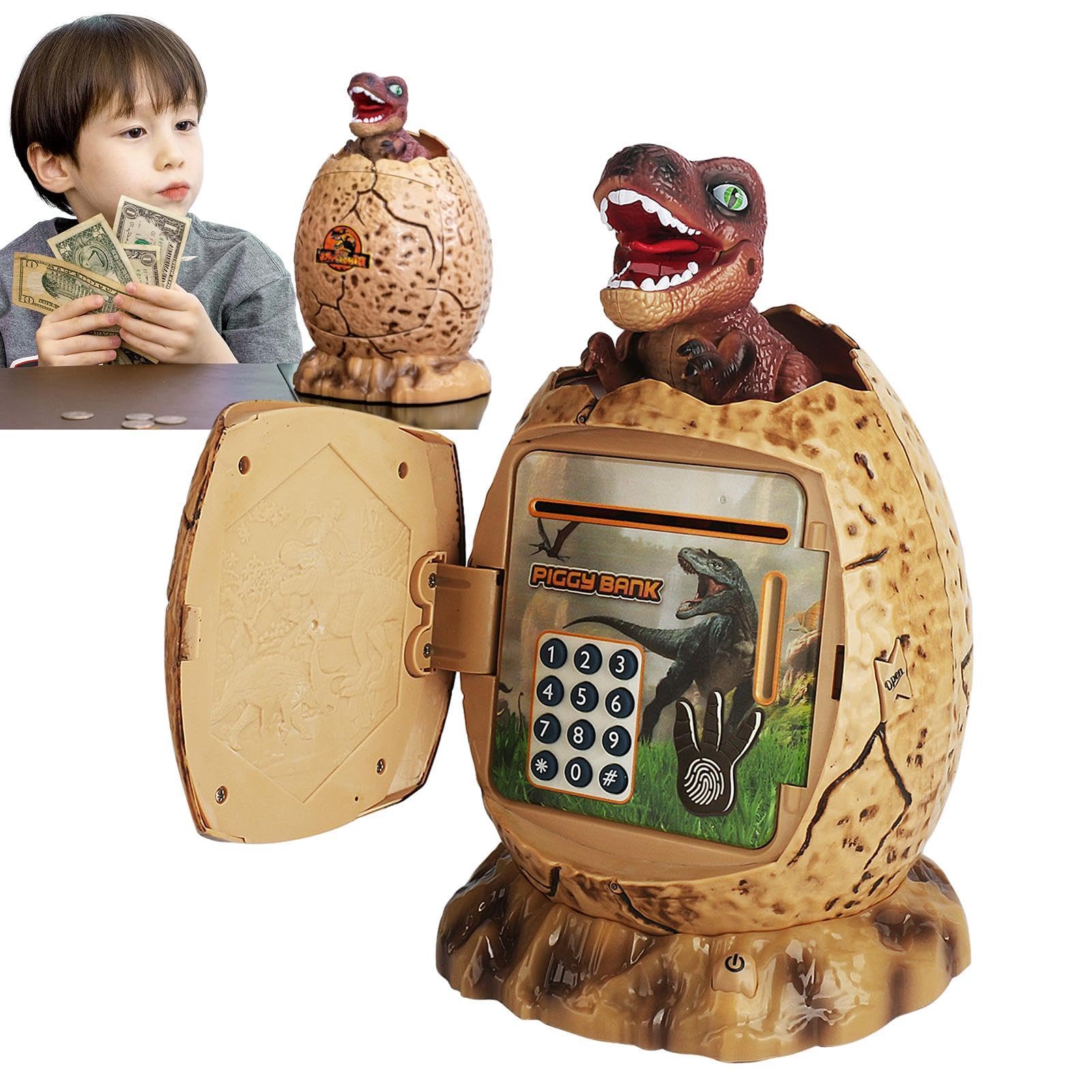 Dinosaure tirelire automatique coffre fort enfant avec code
