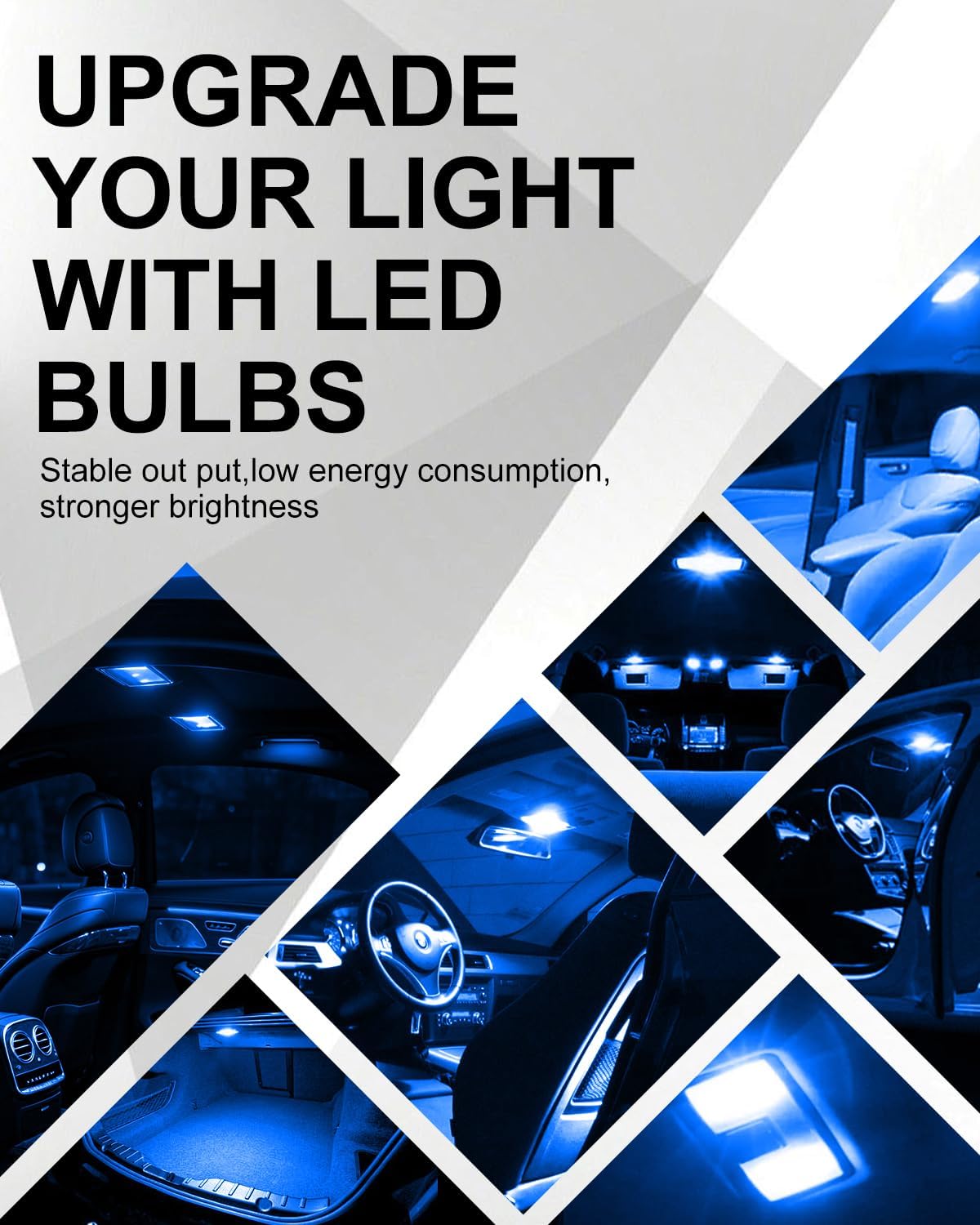 BA9S BA9 1893 53 57 47830 64111 3893 1895 LED Bulb or Indicator Lights Car Dome Map Trunk License Plate Courtesy Step Light Canbus Error Free Dual Polarity DC/AC 12V, 10-Pack Blue