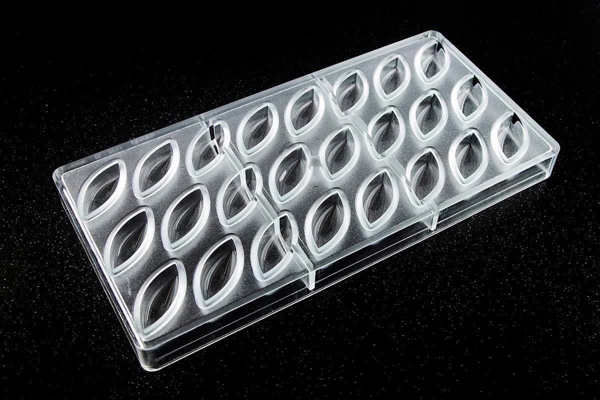 Chocolate World 12038 Martin Diez Polycarbonate Candy Mold with 24 Pointed-Oval Cavities 17mm x 42.5mm x 15mm High