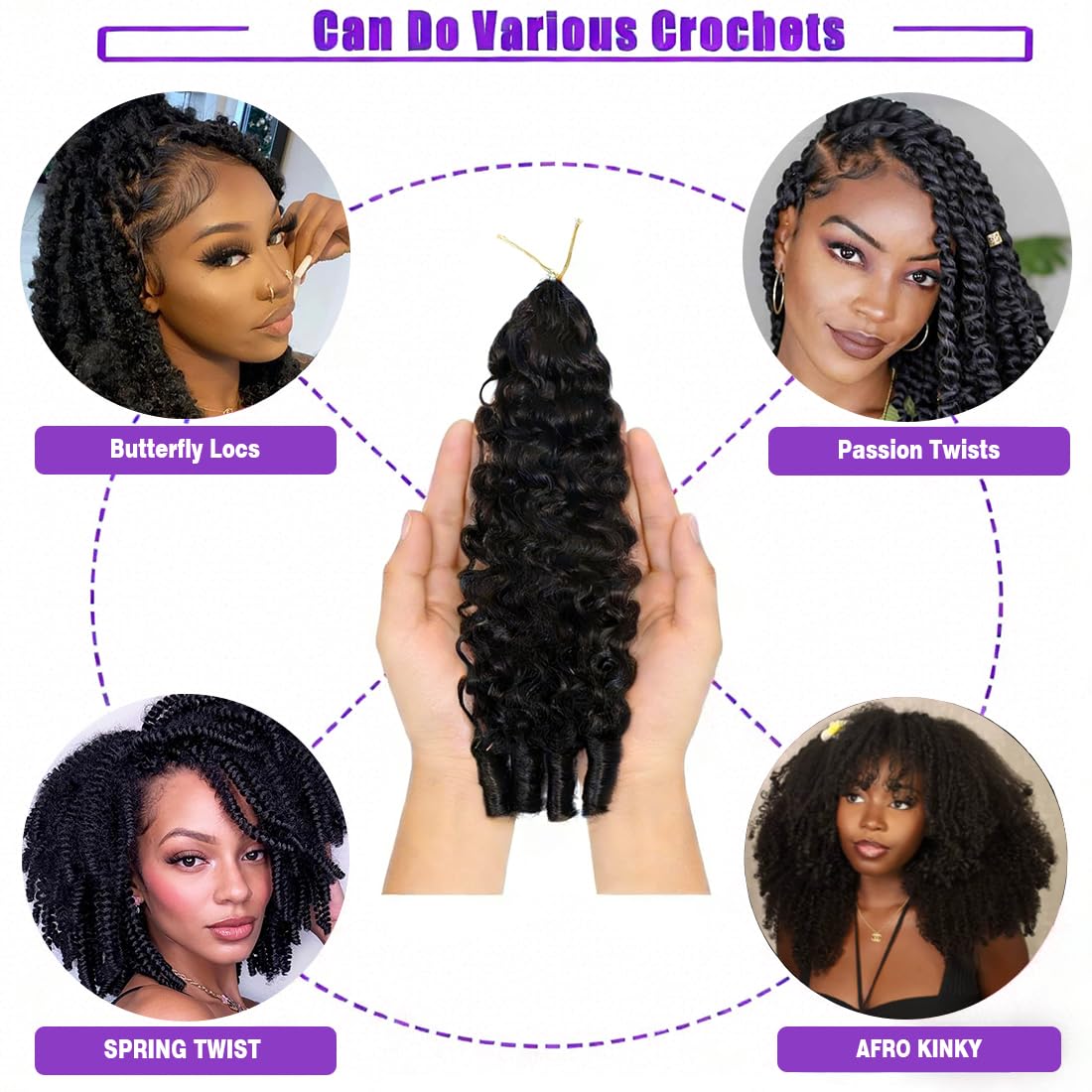 Vallbest Extensions de cheveux humains bouclés au crochet - 40,6 cm - 60 g - Plumes au crochet pré-séparées - Noeuds miraculeux - Pour femme noire