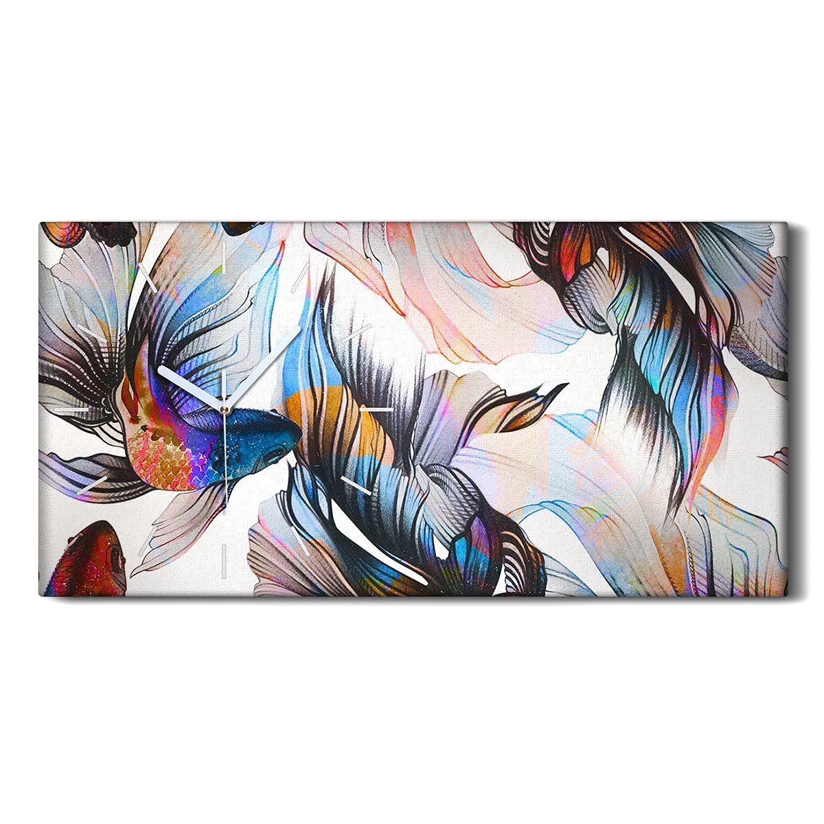 Horloge sur toile silencieuse 60x30cm poisson rouge idée cadeau pendaison crémaillère