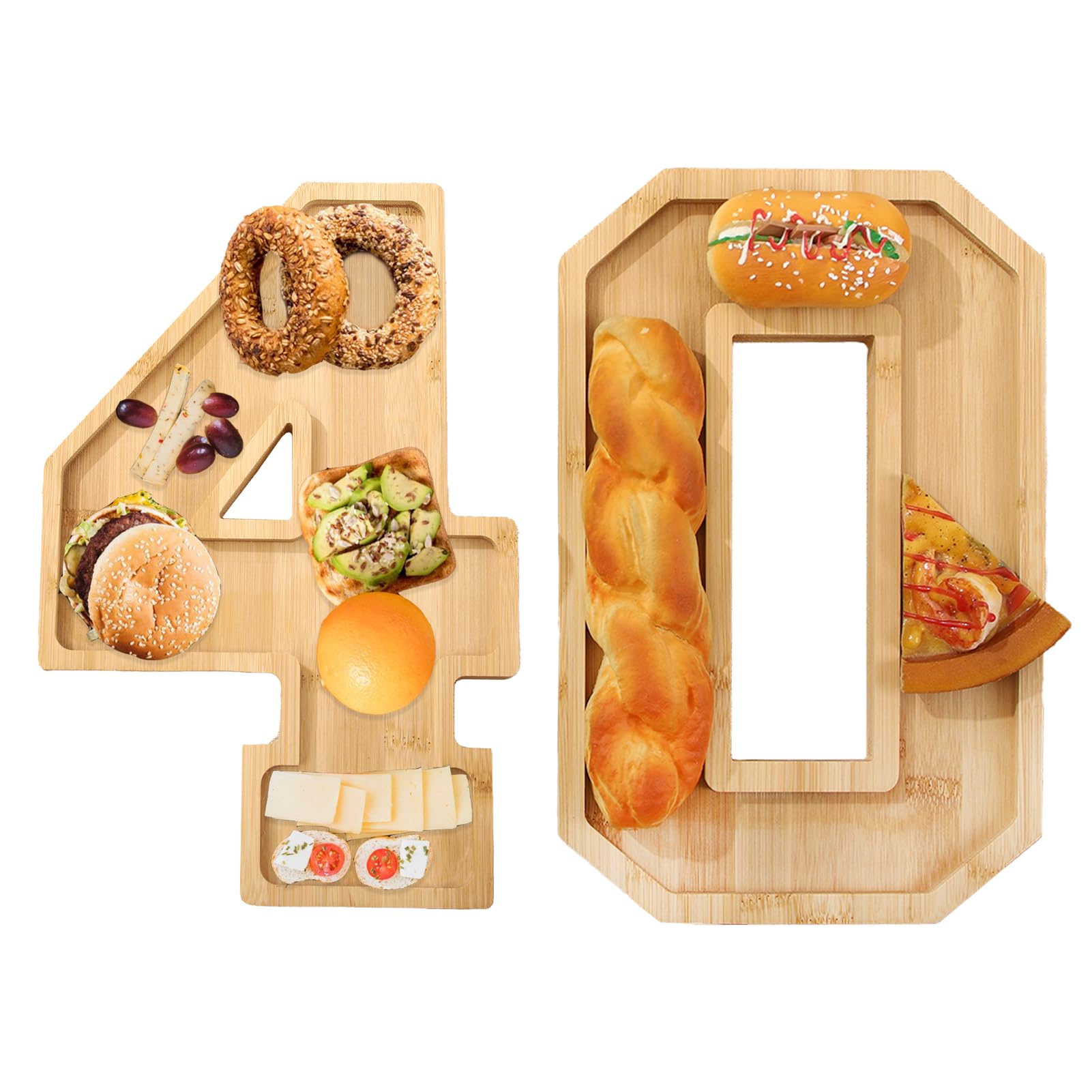 Muiltvoe Anniversary Number Charcuterie Tray, 30th 40th 50th 60th Birthday Decorative Platter,Wooden Serving Tray for Braekfast Candy Cake Cookies (50th)