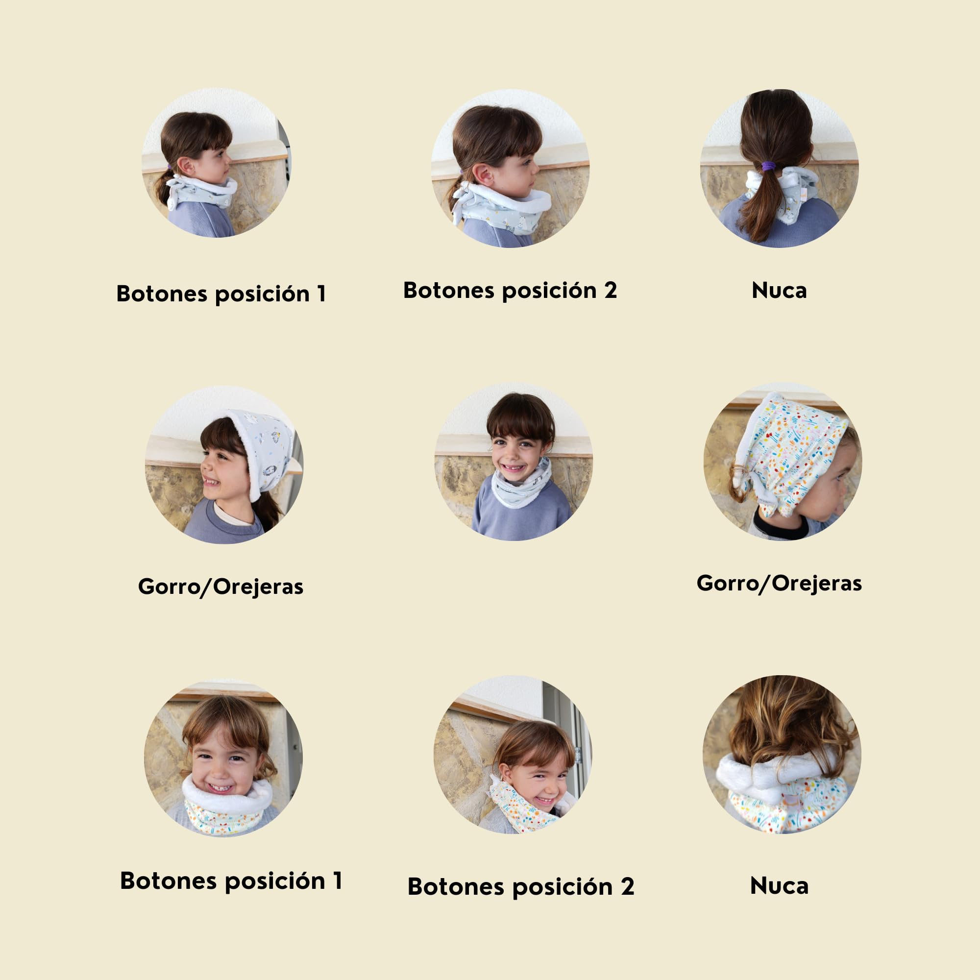 Braga Cuello Bebe - Bufanda Bebe - Braga Cuello Niño y Niña - Cuello Polar con botones – Confeccionado en España- Algodón orgánico - Desde los 9 meses