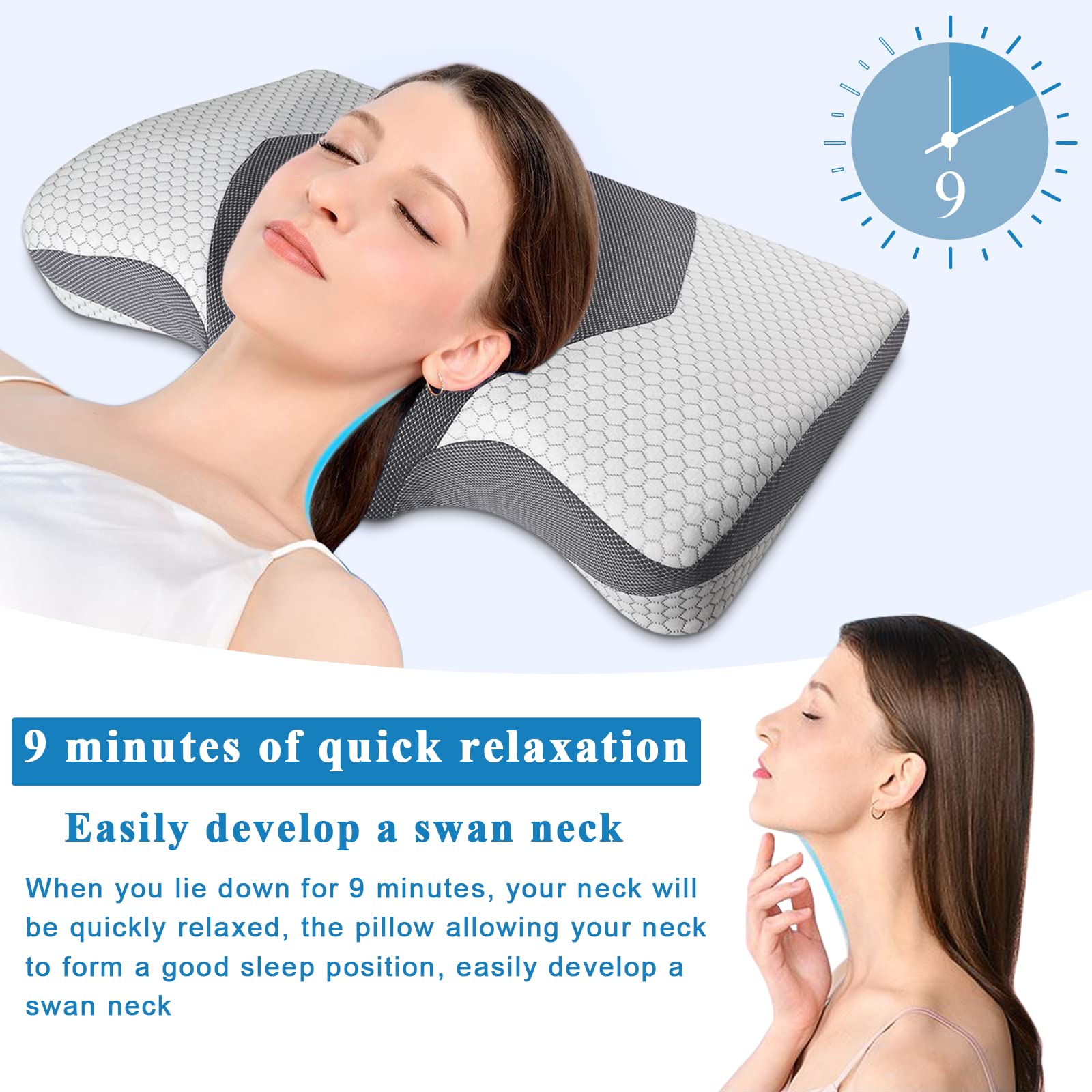 IKSTAR Cervical Neck Pillow for Neck Pain, Memory Foam Neck Pillow for