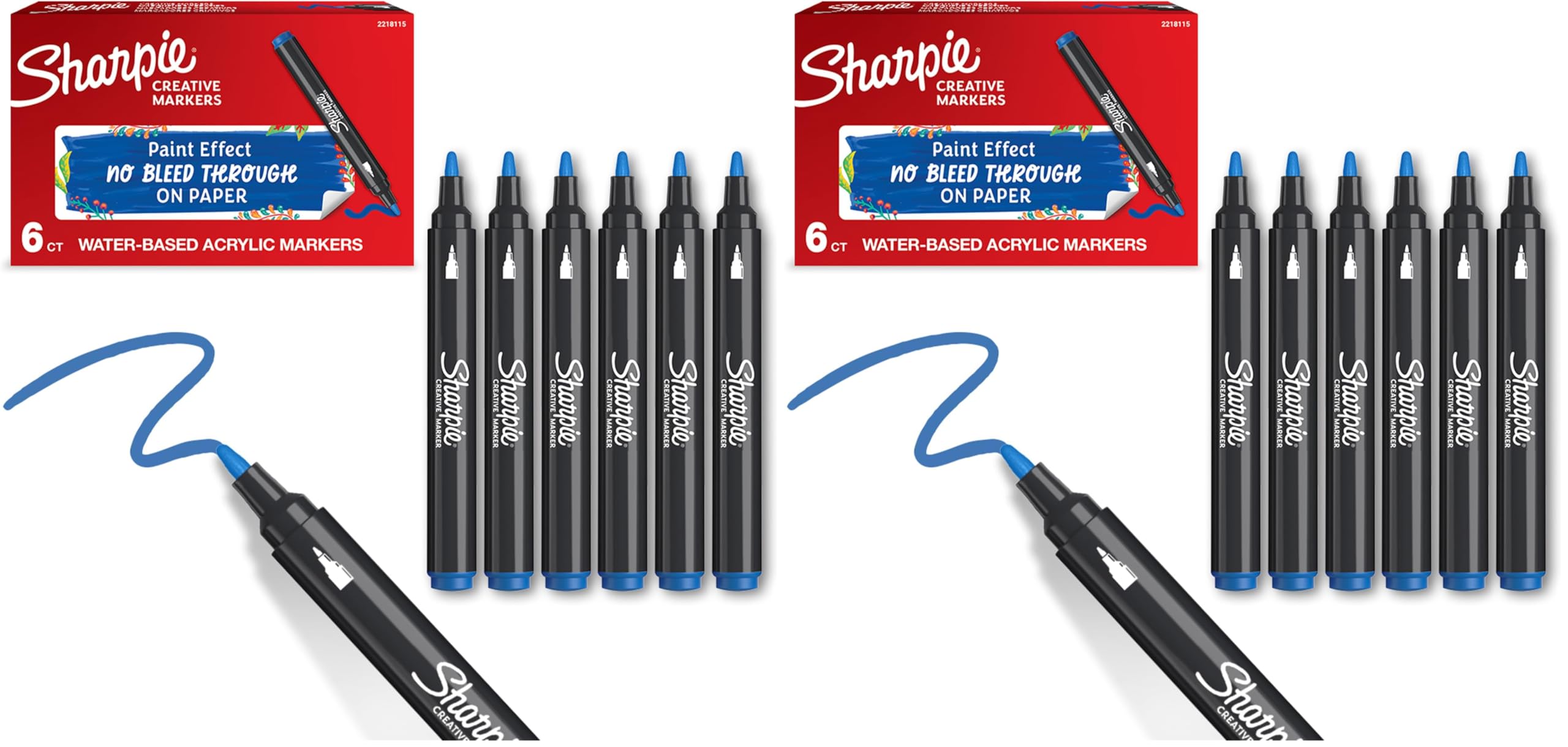 SHARPIE Akrilik markör, Yuvarlak uç, Mavi (2 paketi)