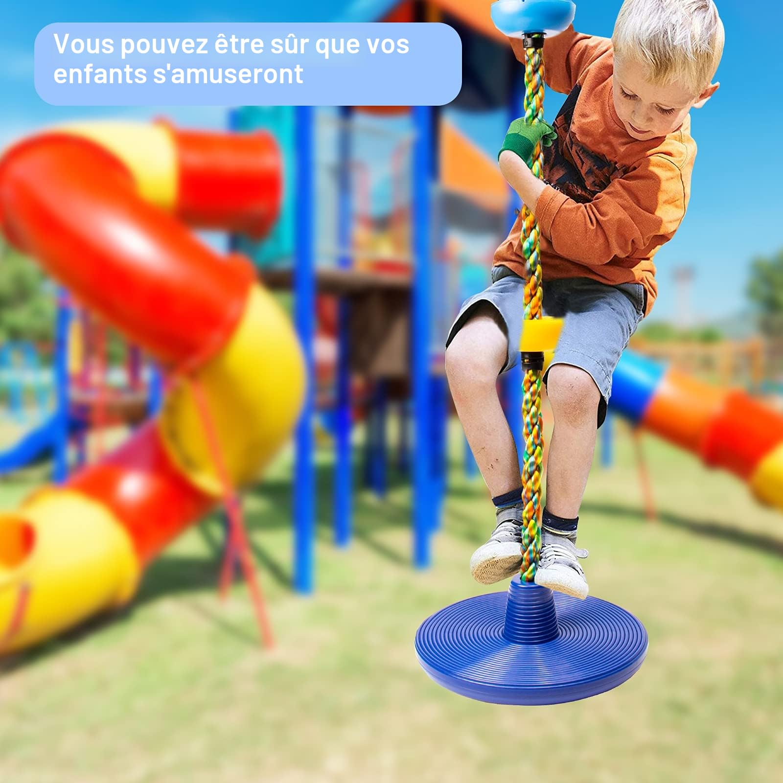 Balançoire en Corde d'escalade pour Enfants avec Plateforme et siège à Disque (Kletterseilschaukel)
