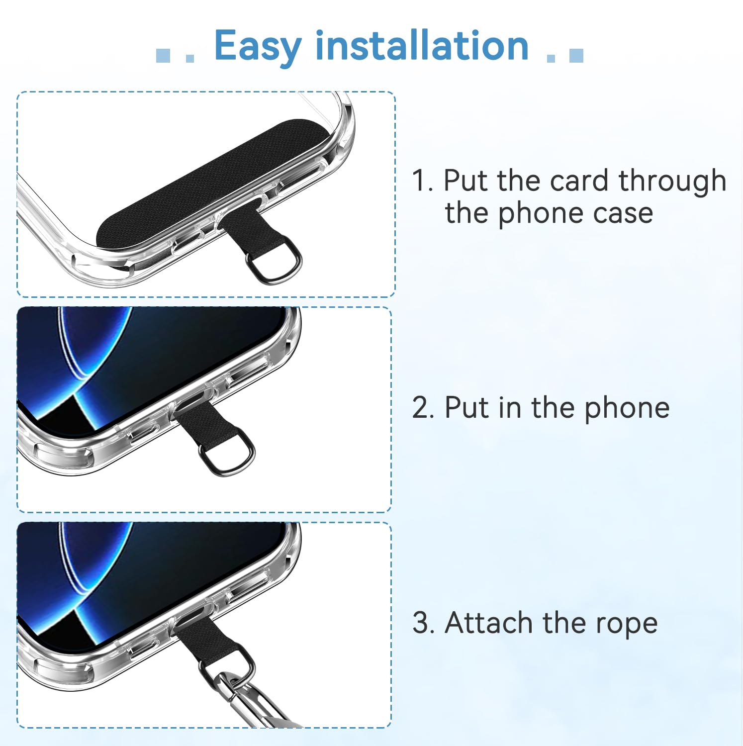 iVoler Cordino per Cellulare Universale con 2 pezzi Patch, Regolabile e Rimovibile Cordino Tracolla per Telefono, Adatto per iPhone Samsung Xiaomi e Qualsiasi Custodie per Smartphone - Azzurro