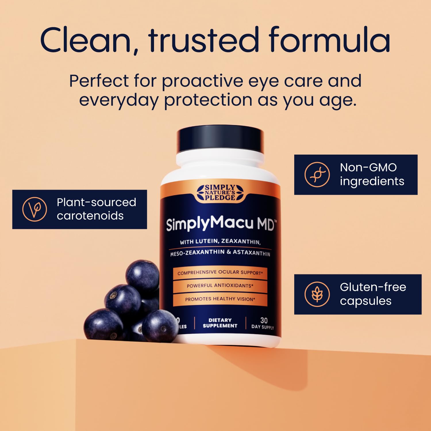 Simply Nature's Pledge Macu MD Eye Vitamins for Vision, 3-Month Supply — Amazon image 2