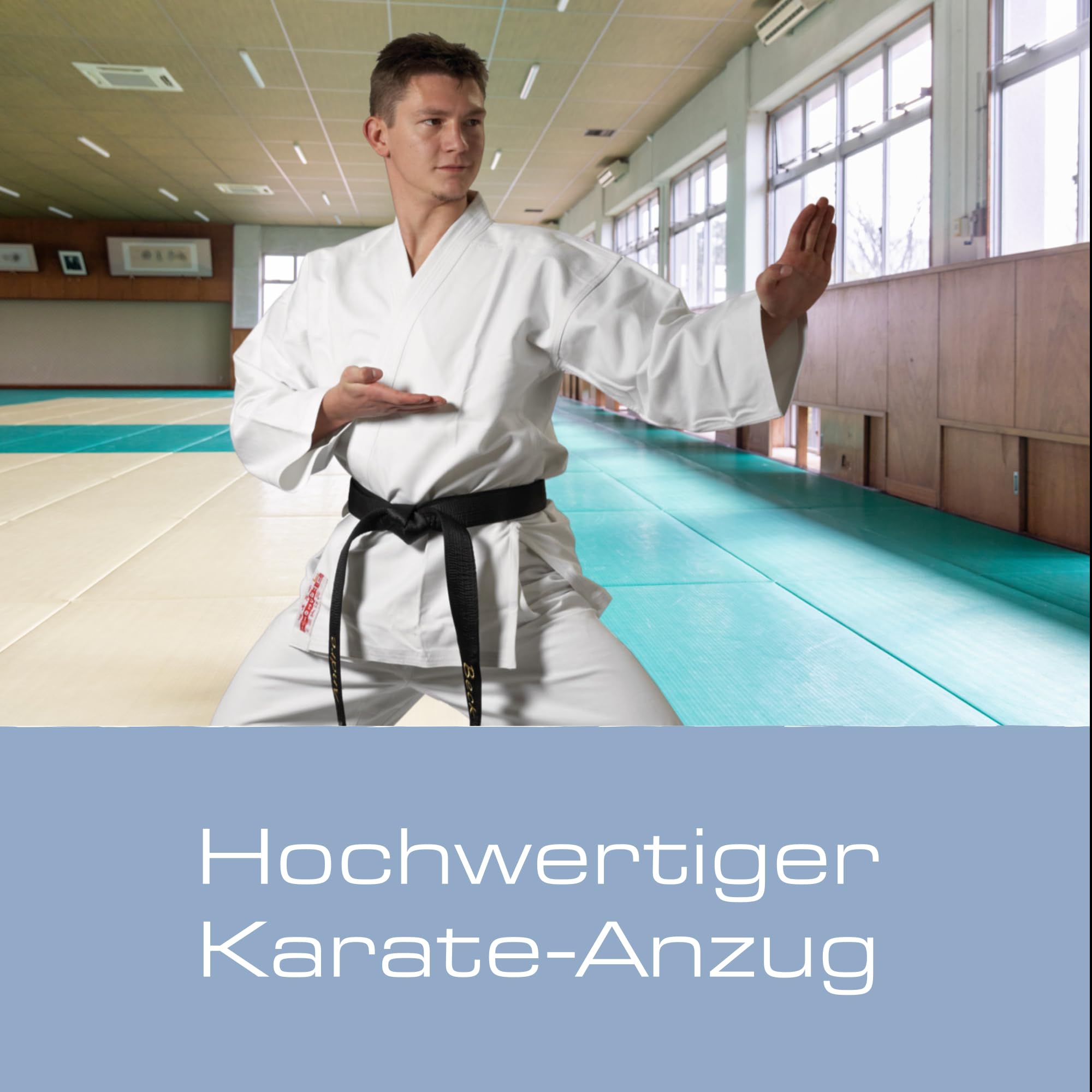 Ju-Sports Master Karateanzug Erwachsene weiß - Robuster Karatekimono mit Canvas-Gewebe und traditionellem Schnitt 100% Baumwolle, Abgesteppte Ärmelenden