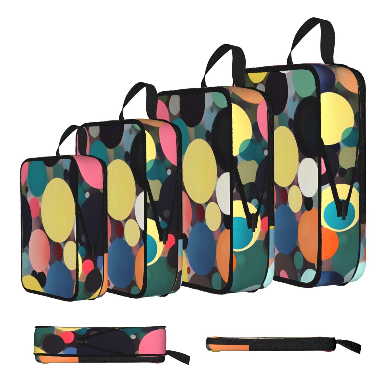 Abstract painting of circles Compression Packing Cubes 4 Piece Set