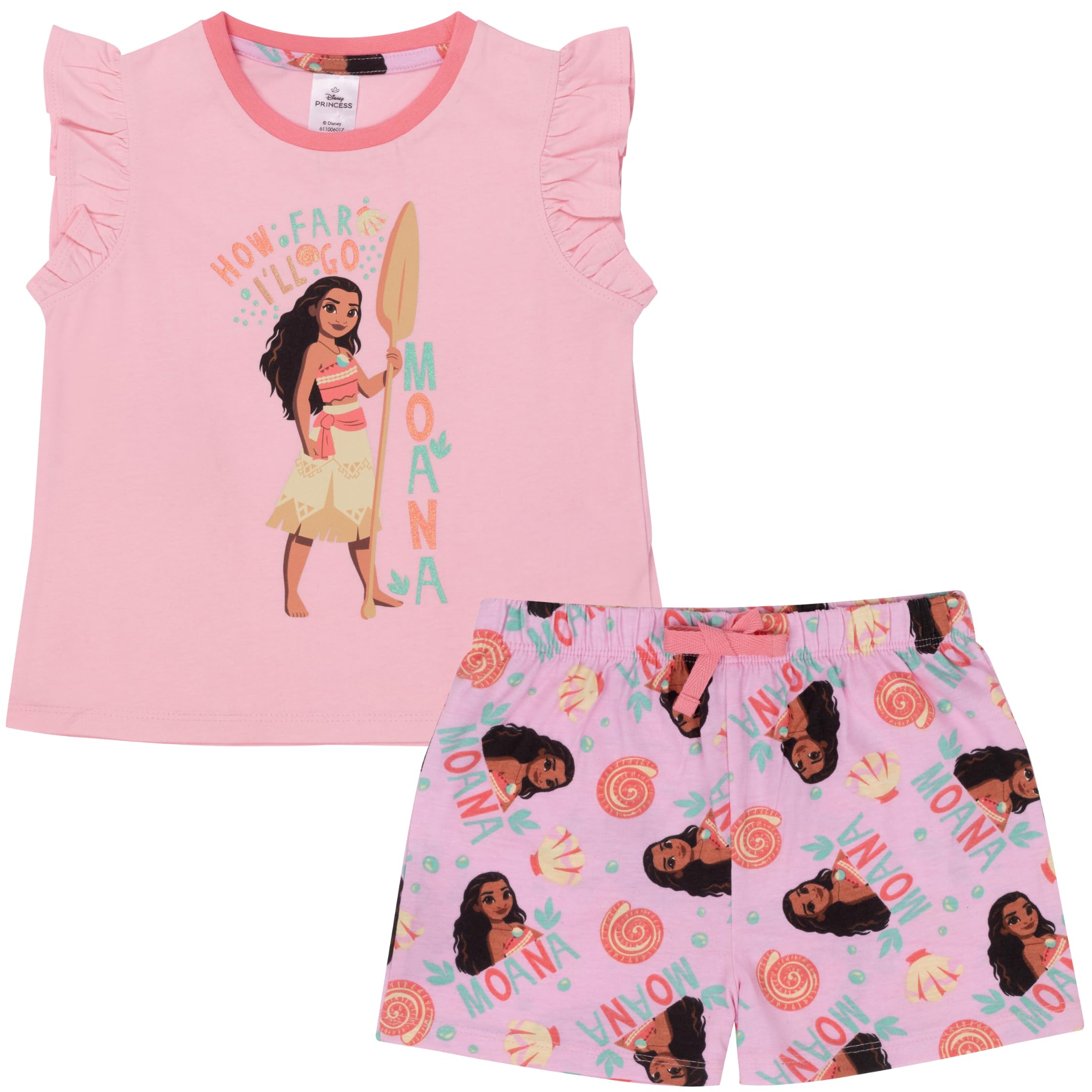 Moana 100% Cotton Short Frilled/Sleeveless Pyjama Set - 18-24 Months: 92cm