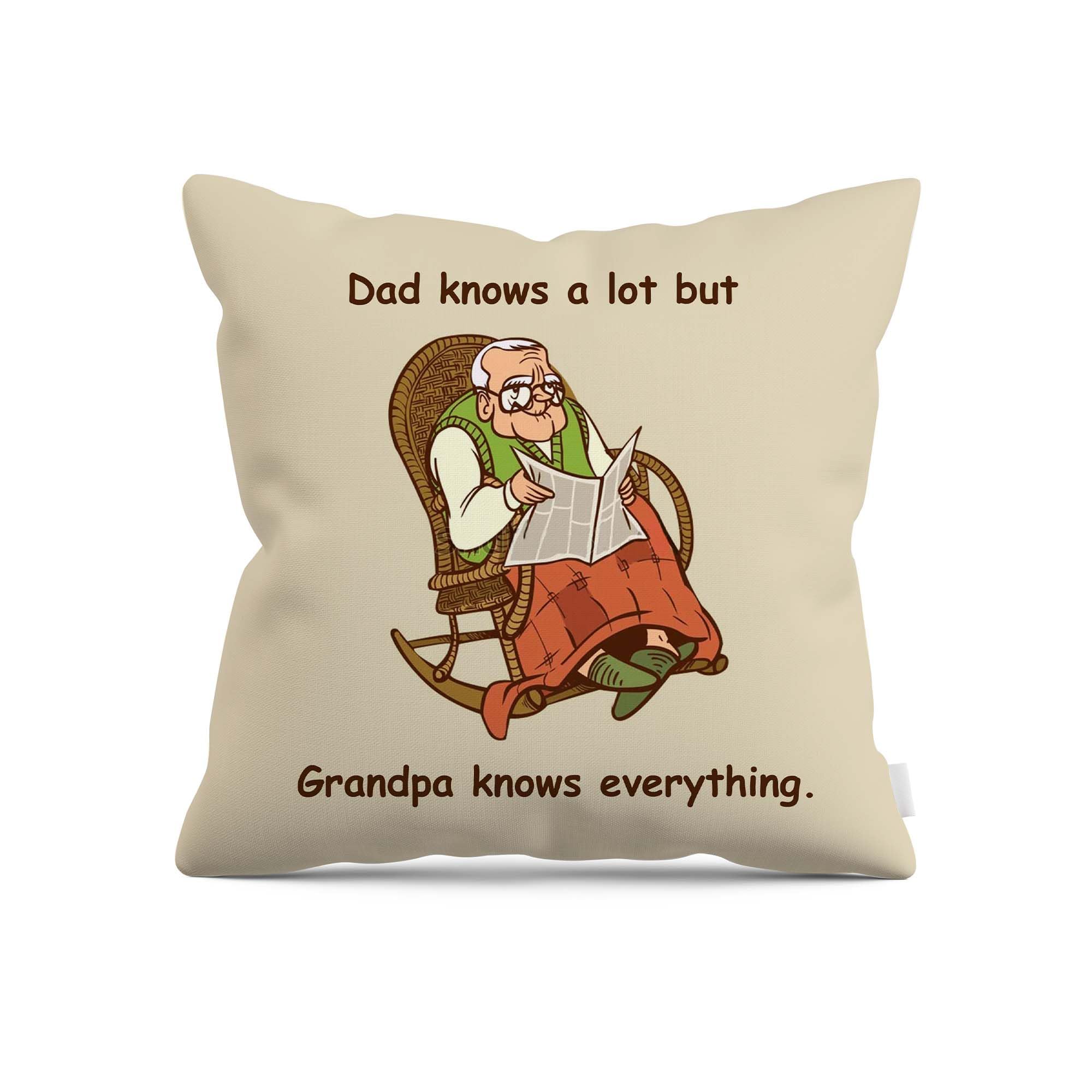 ASHVAH Grandpa Knows Everything Cushion/Pillow Cover with Filler Best Gift for Grandfather Birthday, Anniversary, Grand Parents Day-image-2