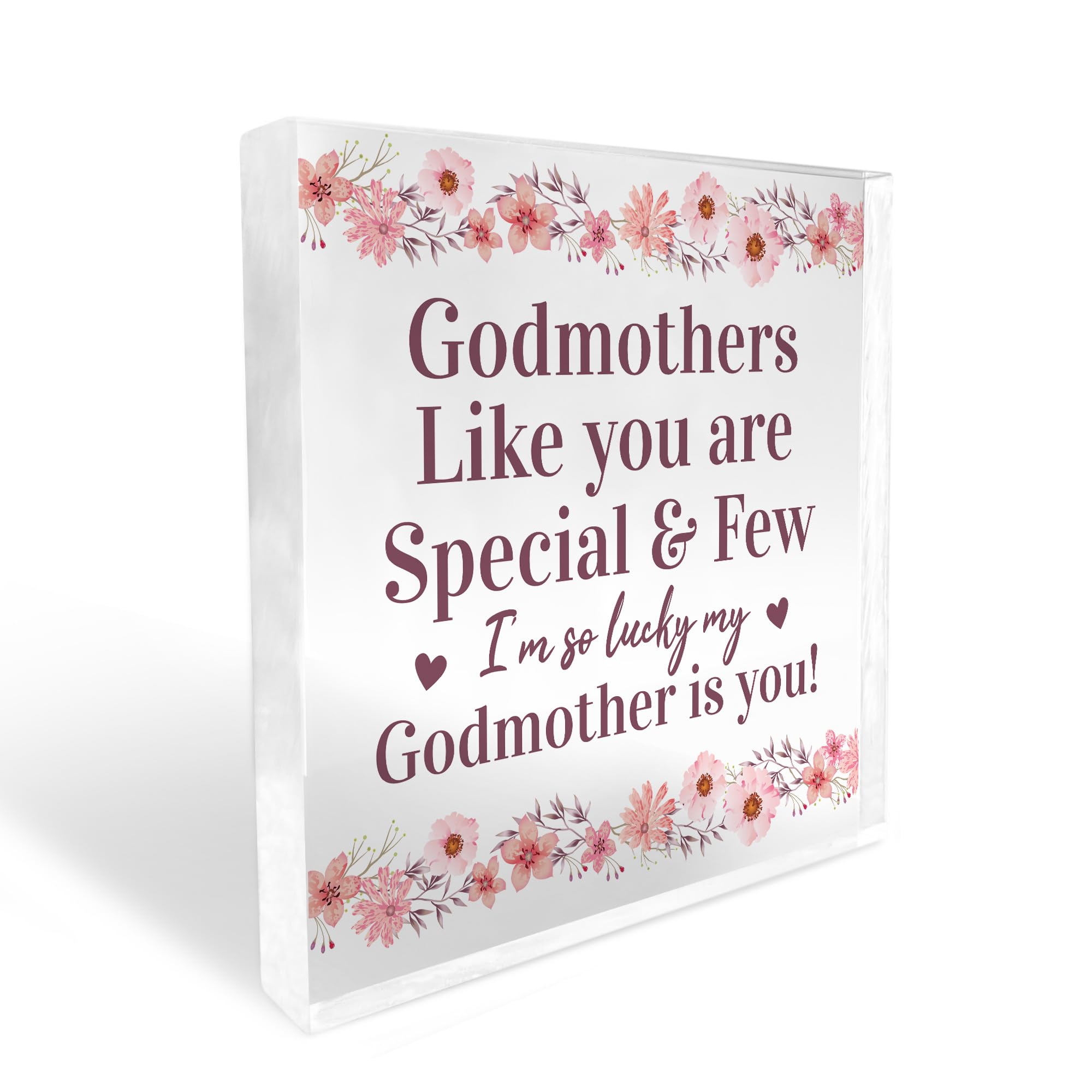 Red Ocean Godmother Gifts, Acrylic Freestanding Plaque, Gifts for Godmother from Goddaughter or Godson, Birthday Gifts for Godmother, Godmother Gift For Mother’s Day Christmas