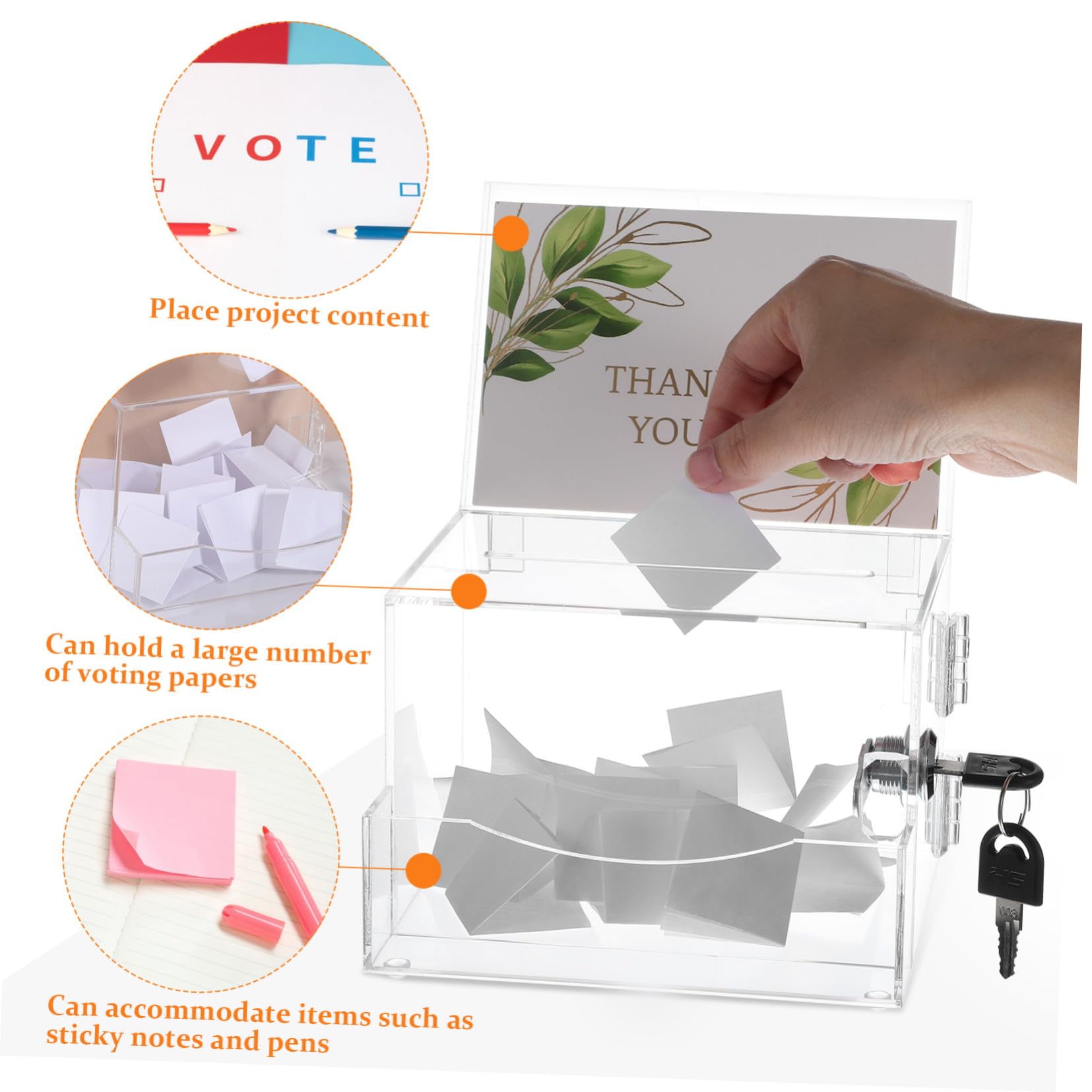 Spendenbox Acryl mit Fach Transparente Wahlurne aus Acryl Große Kapazität und Sicheres Design für Vorschläge und Abstimmungen Weiß und Elegant