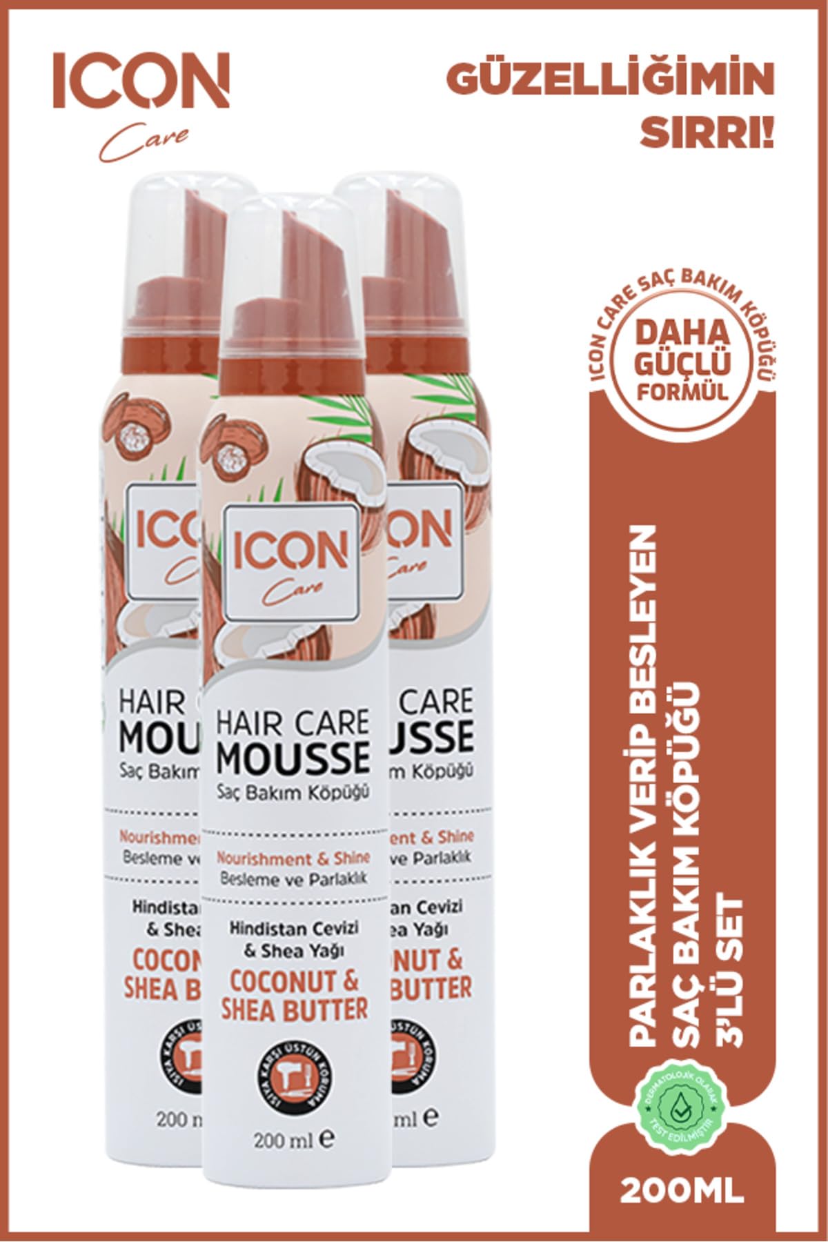 ICON Care ICON SAÇ BAKIM KÖPÜĞÜ COCONUT & SHEA BUTTER 3'LÜ SET