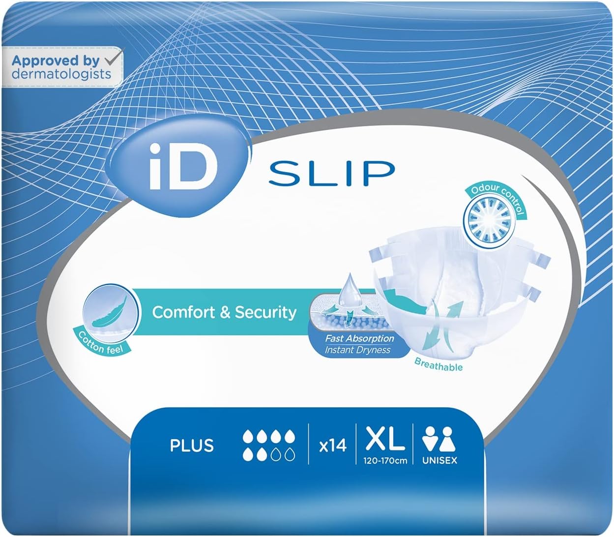 iD Slip All-in-One Incontinence Briefs - Plus - Extra Large (4 Packs of 14)