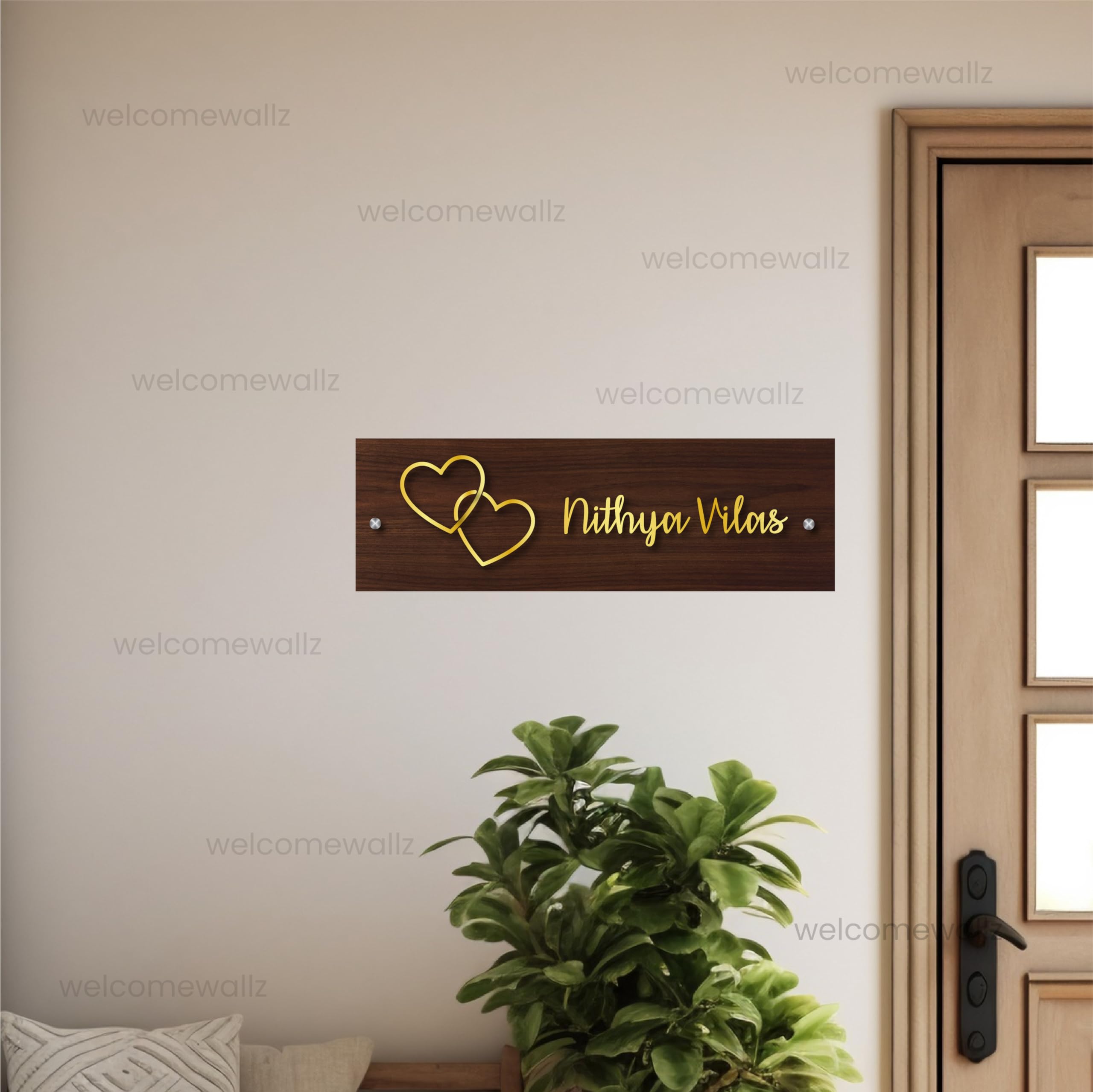 Welcomewallz Heart Lock Couple Acrylic Nameboard for Home Welcomewallz Heart Lock Couple Acrylic Nameboard for Home