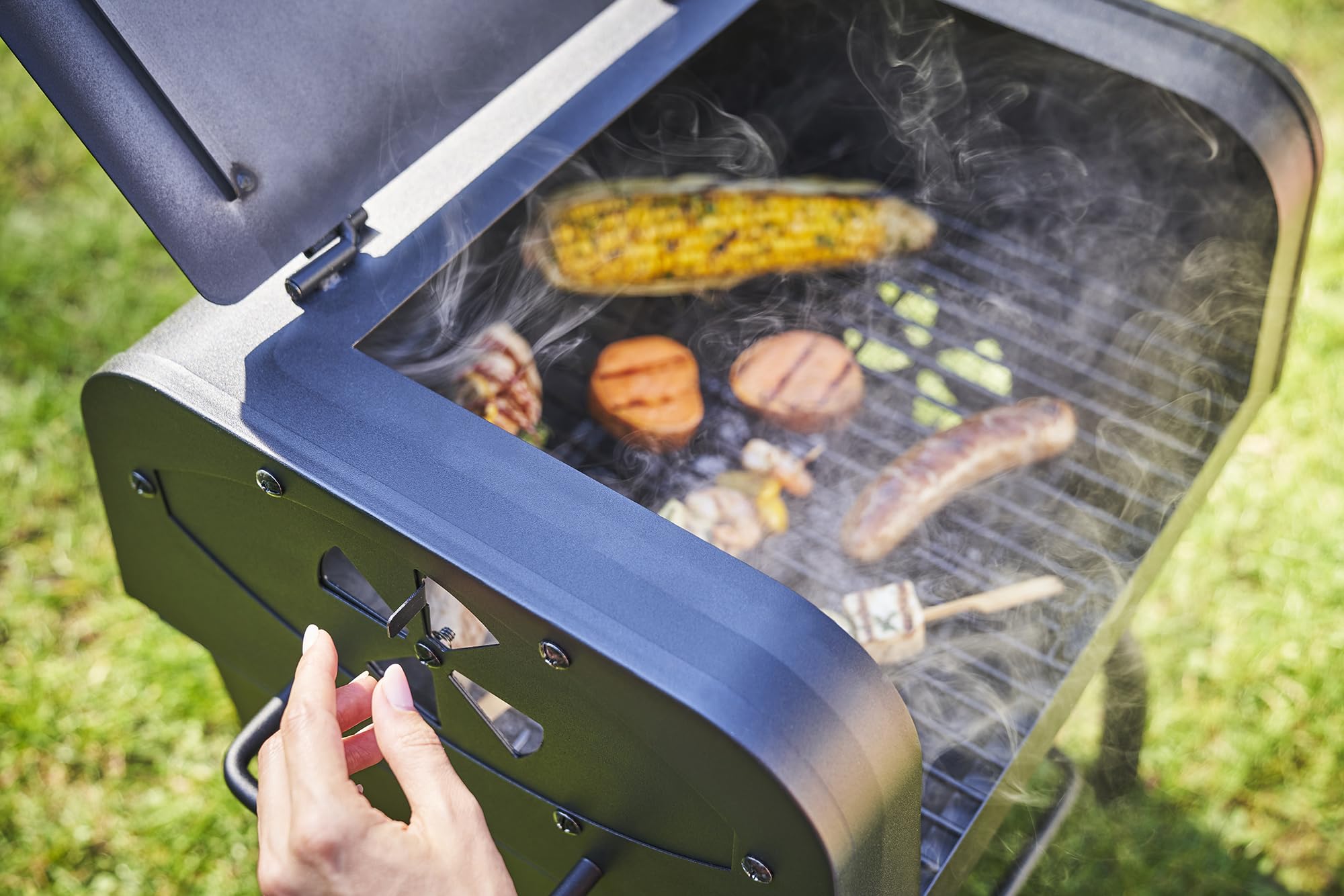 Char-Broil Barbacoa a Carbón 2Go - Barbacoa portátil, aire ajustable, combínelo con M/L para formar ahumador offset - Ideal para cocina al aire libre, jardín y patio