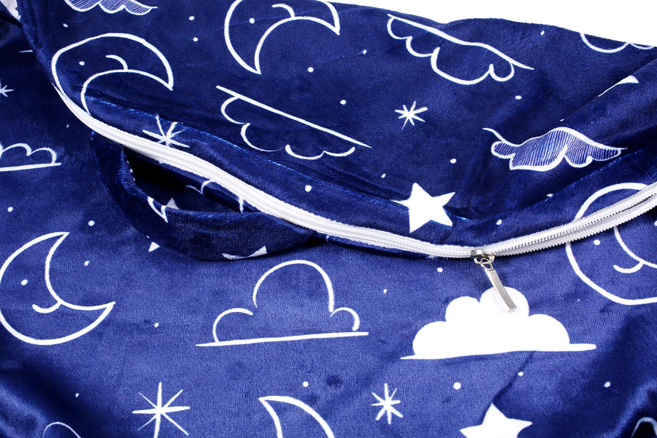 Minky - Funda extraíble para tumbona de recién nacido, funda de almohada de lactancia, suave y cómoda, se adapta a la tumbona Boppy (azul marino, estrellas y nubes), grande