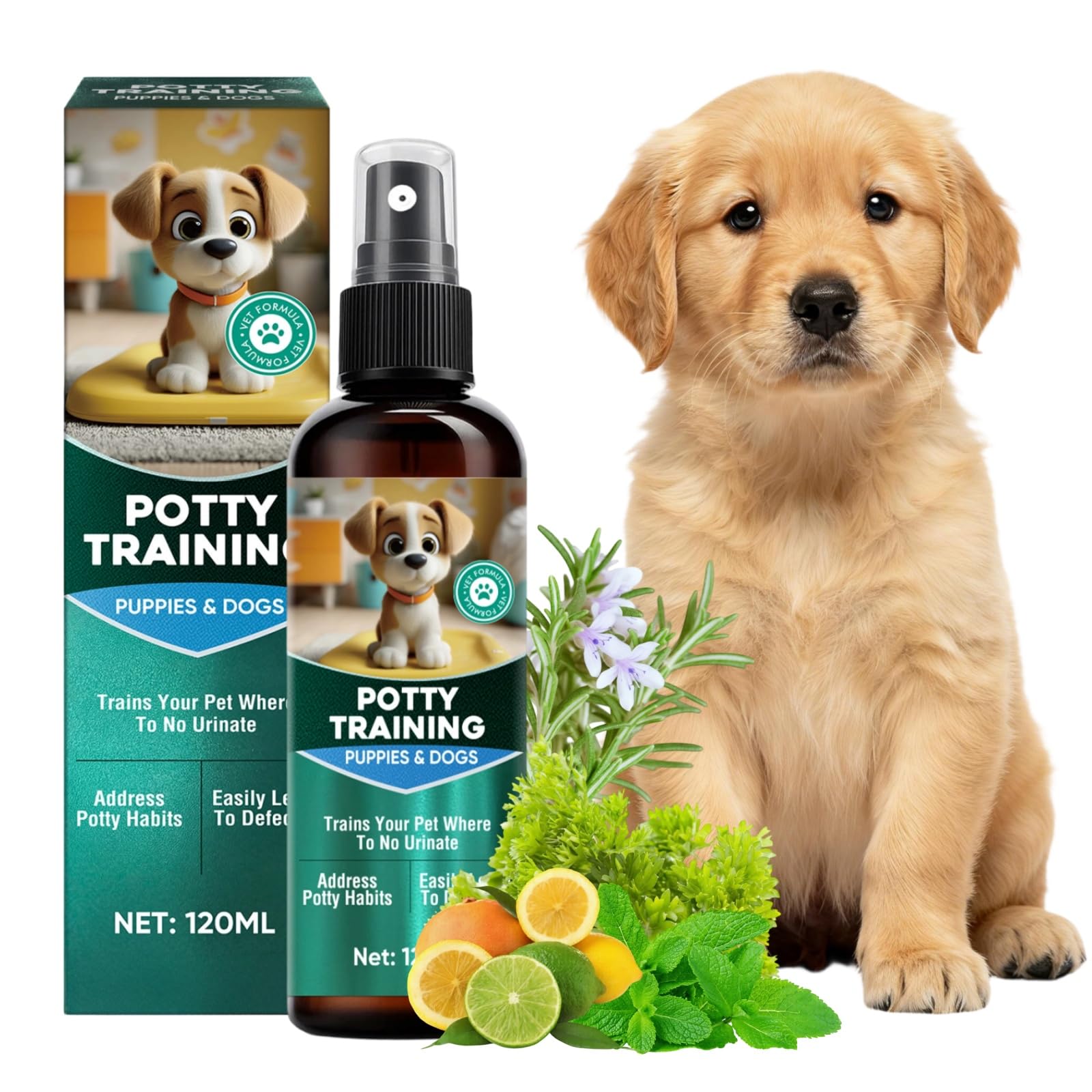 Photo 1 of QUOBO Dog Potty Training Spray, Indoor & Outdoor Training Aid for Potty Pads, Grass & Patio, Gentle Guidance Spray for New Dogs & Puppies